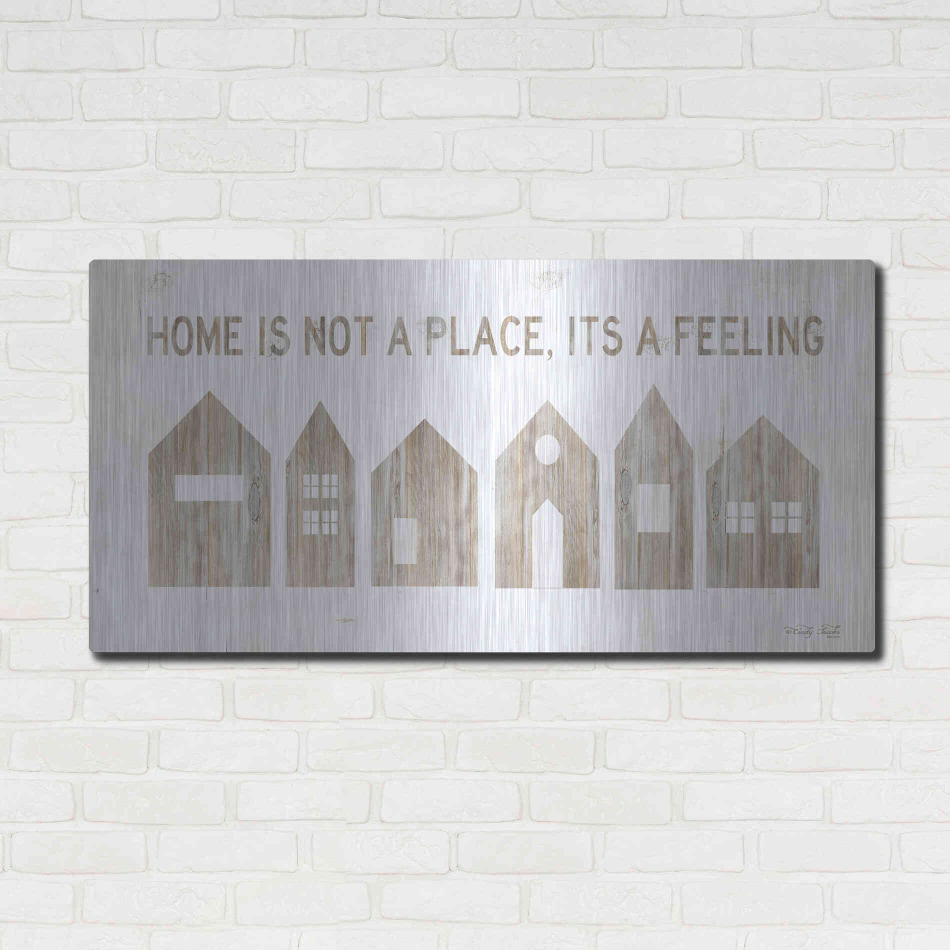 Luxe Metal Art 'Home is Not a Place' by Cindy Jacobs, Metal Wall Art,48x24