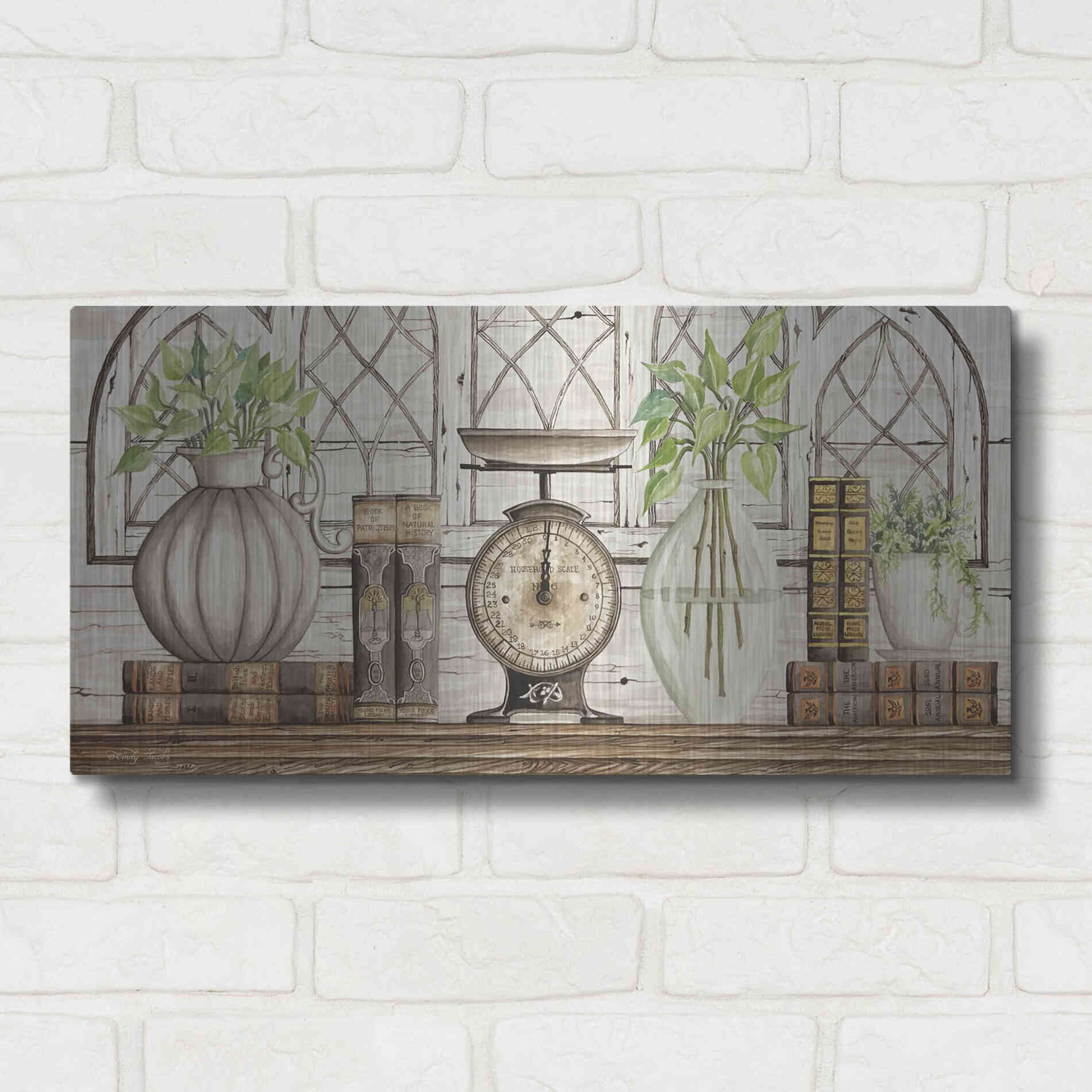 Luxe Metal Art 'All Things Beautiful' by Cindy Jacobs, Metal Wall Art,24x12