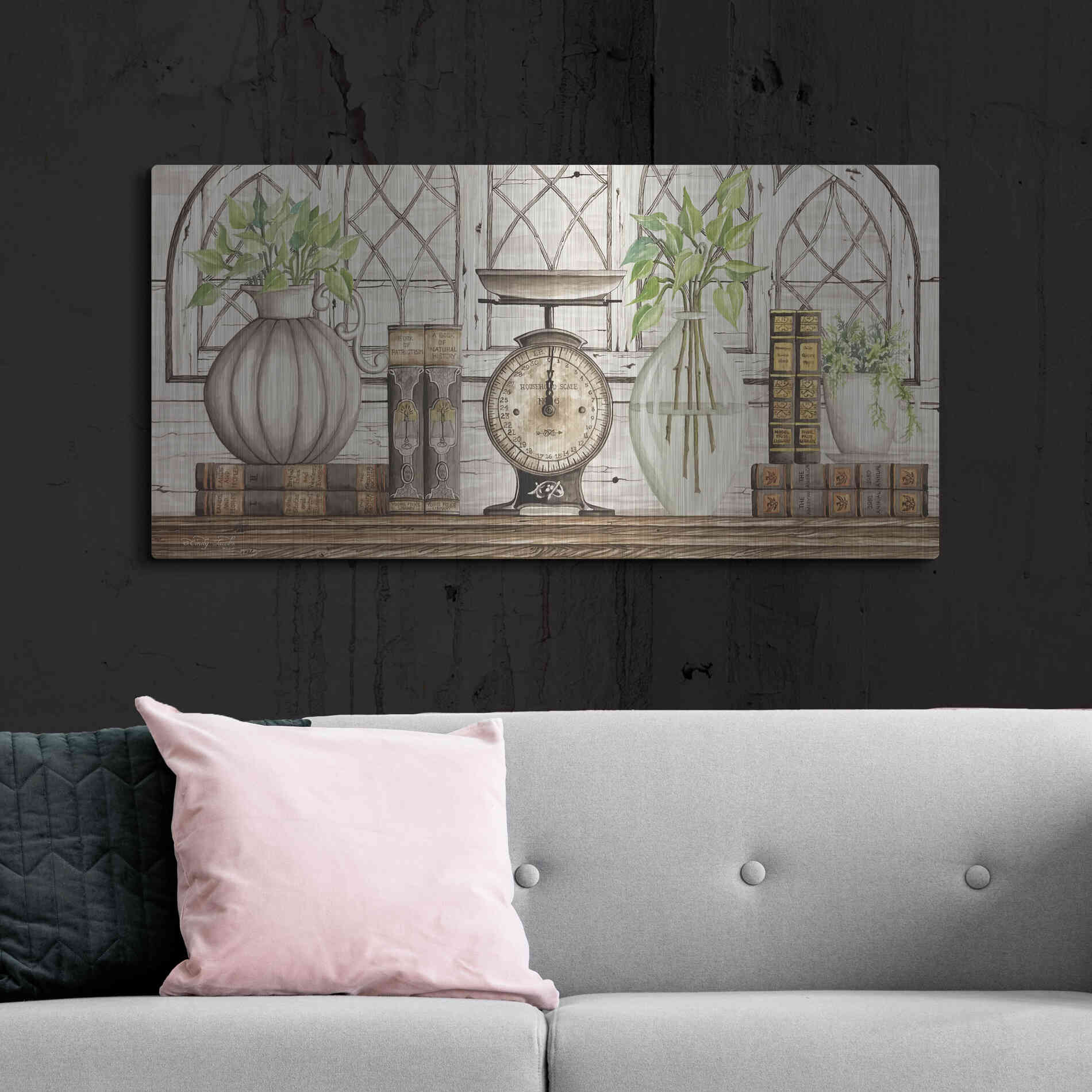 Luxe Metal Art 'All Things Beautiful' by Cindy Jacobs, Metal Wall Art,48x24