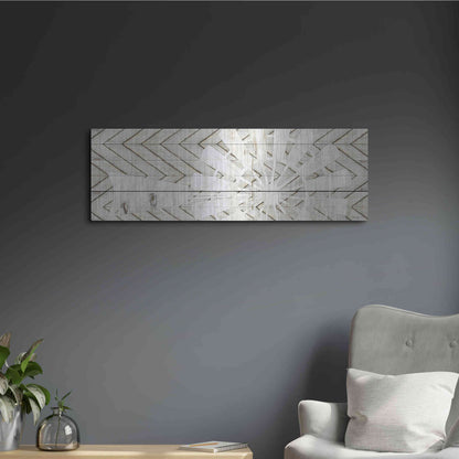 Luxe Metal Art 'Windmill on Wood Slats' by Cindy Jacobs, Metal Wall Art,36x12