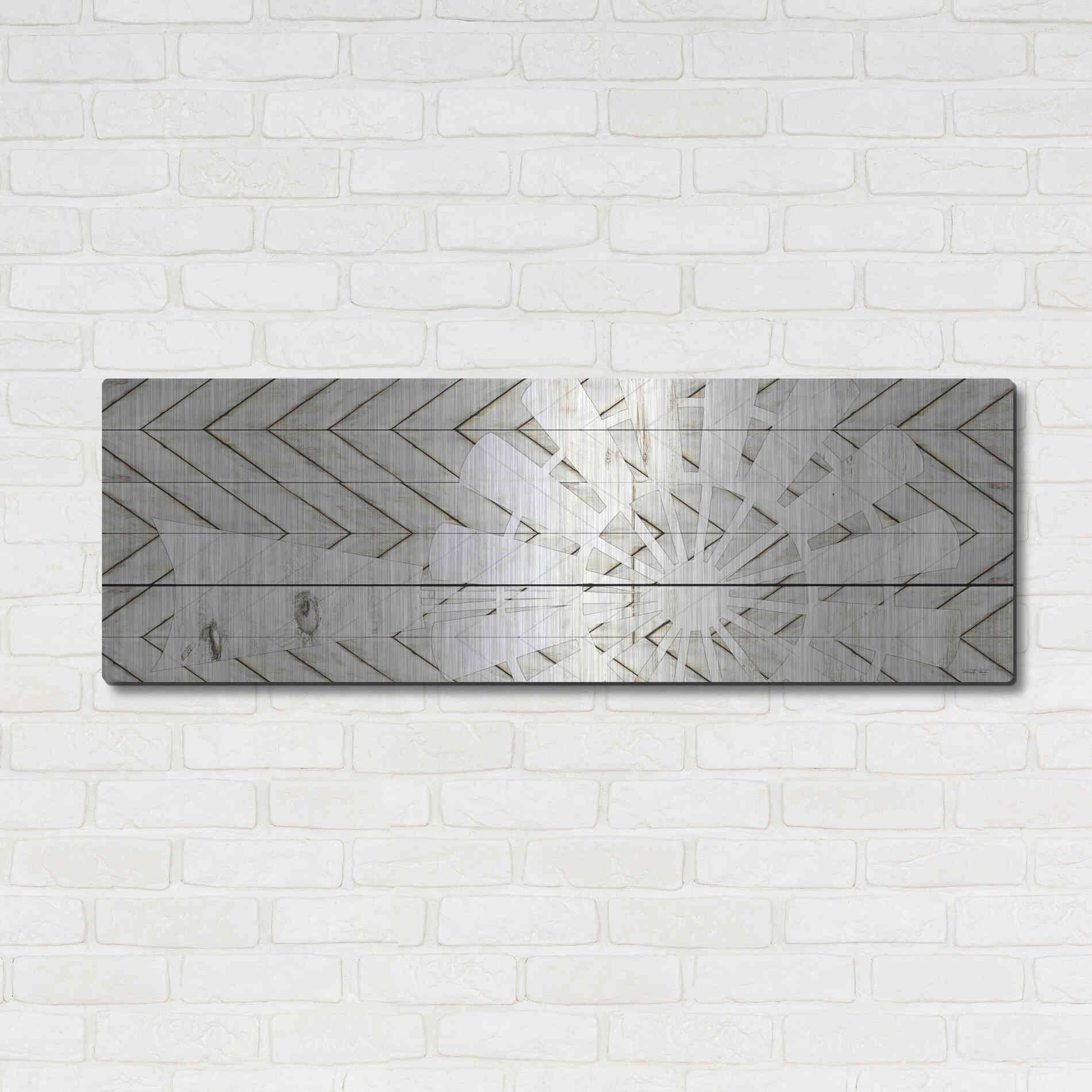 Luxe Metal Art 'Windmill on Wood Slats' by Cindy Jacobs, Metal Wall Art,48x16