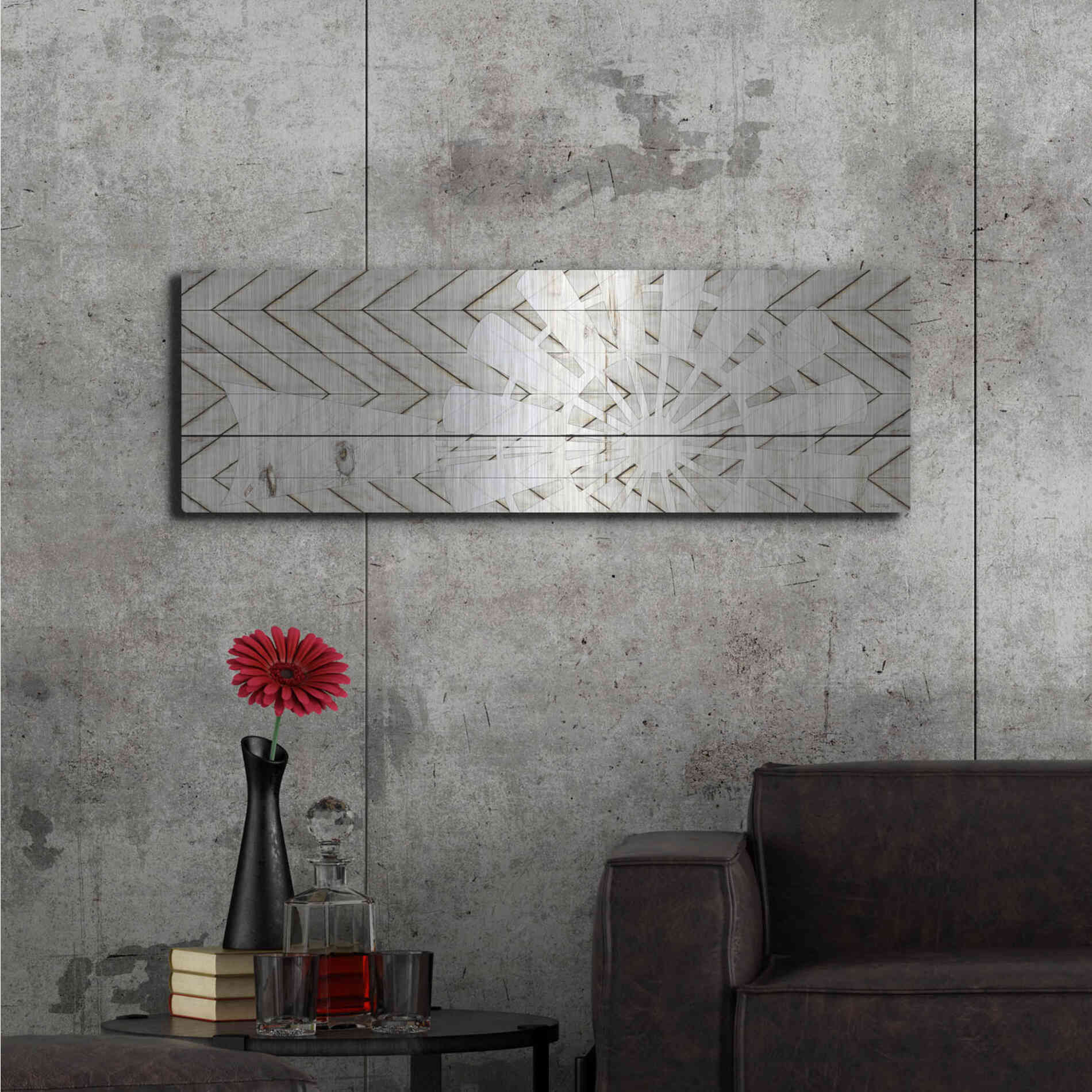 Luxe Metal Art 'Windmill on Wood Slats' by Cindy Jacobs, Metal Wall Art,48x16