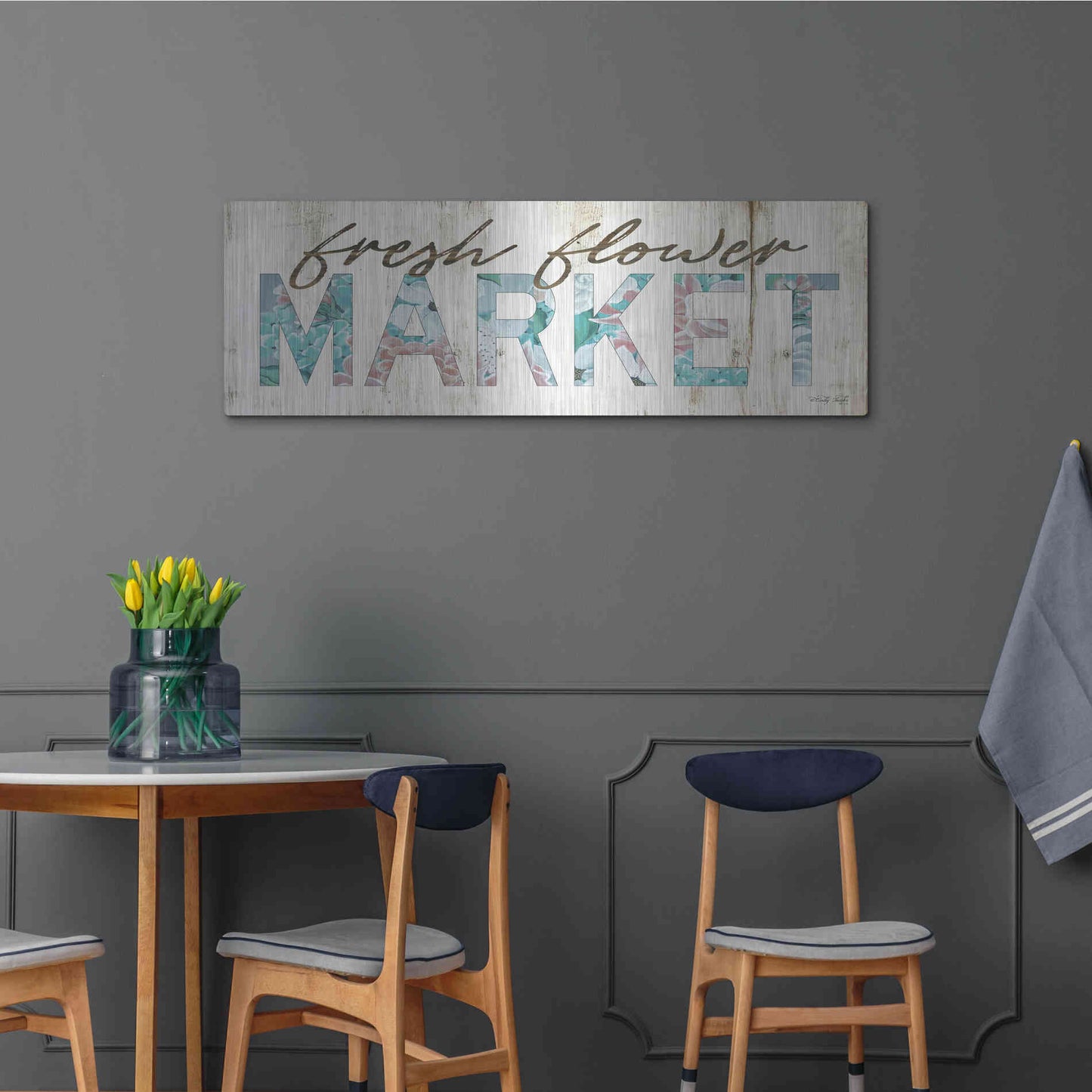Luxe Metal Art 'Fresh Flower Market' by Cindy Jacobs, Metal Wall Art,48x16