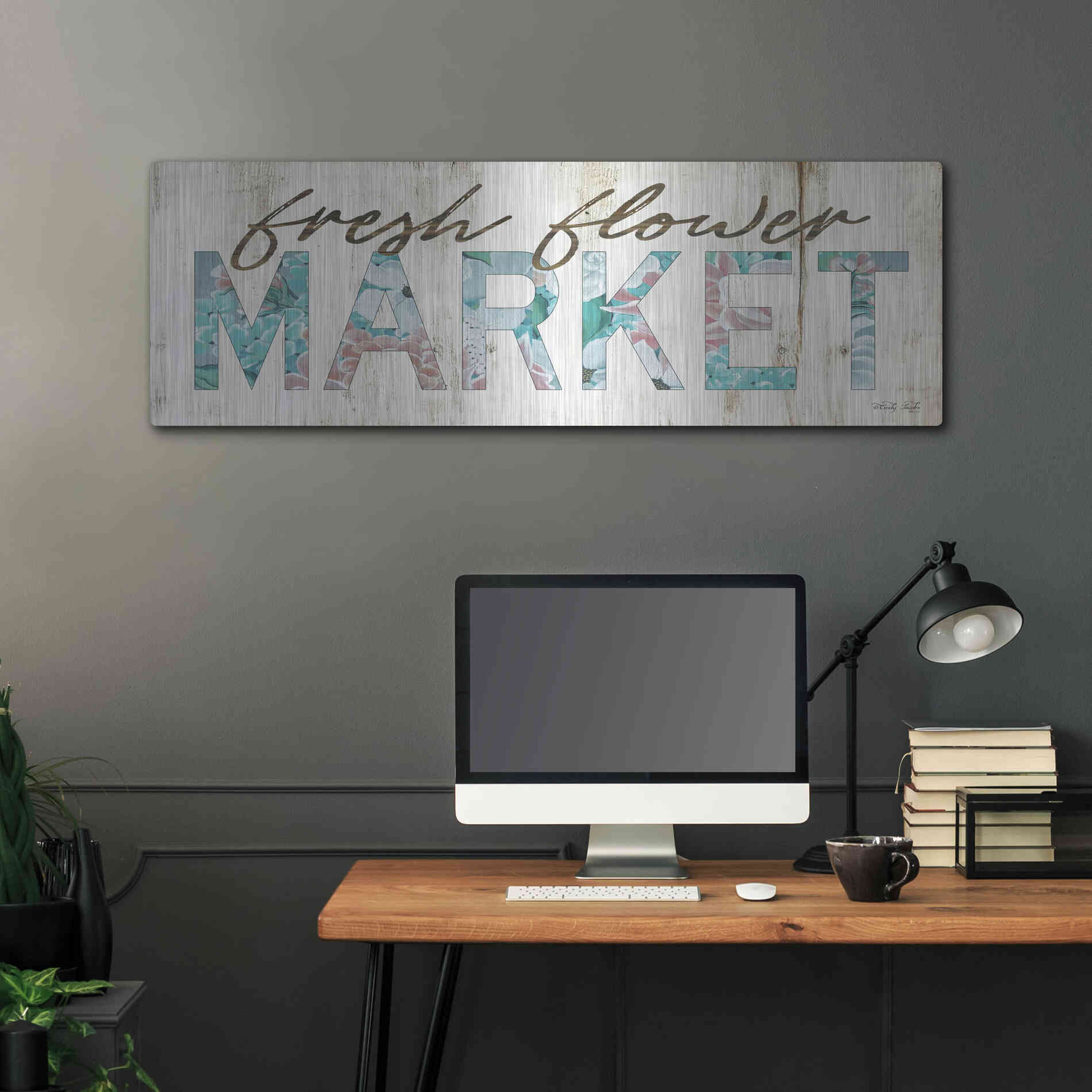 Luxe Metal Art 'Fresh Flower Market' by Cindy Jacobs, Metal Wall Art,48x16
