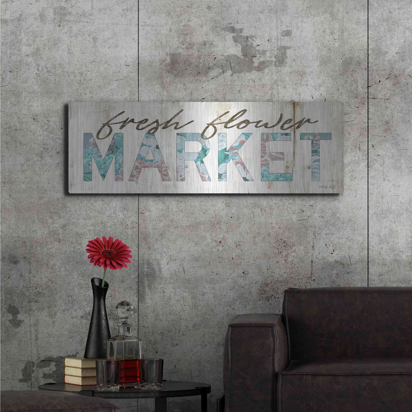 Luxe Metal Art 'Fresh Flower Market' by Cindy Jacobs, Metal Wall Art,48x16