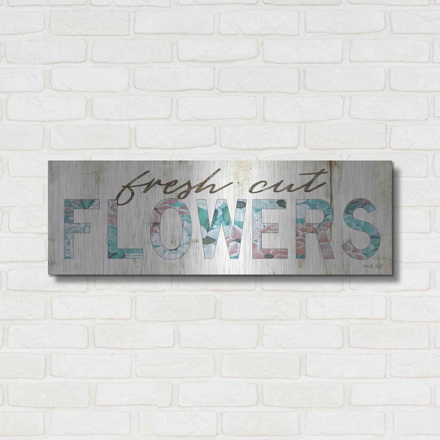 Luxe Metal Art 'Fresh Cut Flowers' by Cindy Jacobs, Metal Wall Art,36x12