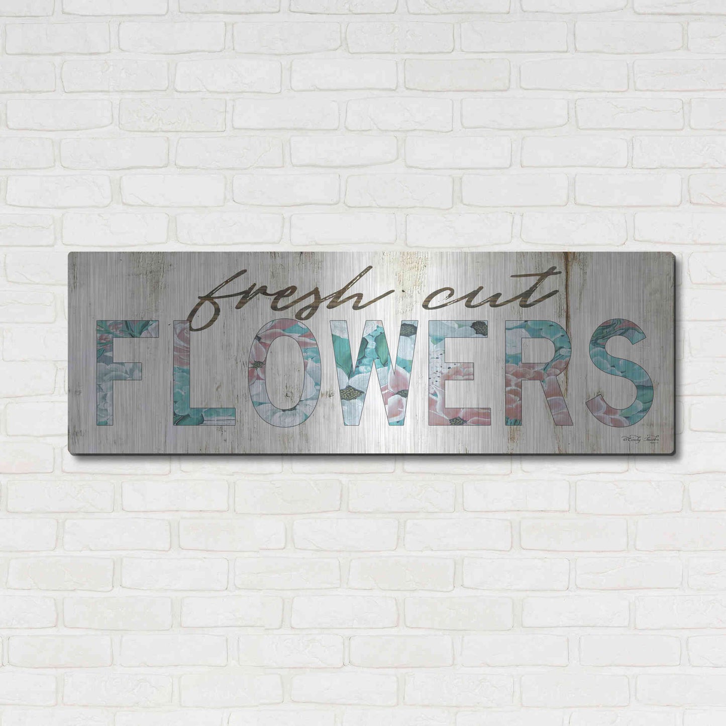 Luxe Metal Art 'Fresh Cut Flowers' by Cindy Jacobs, Metal Wall Art,48x16