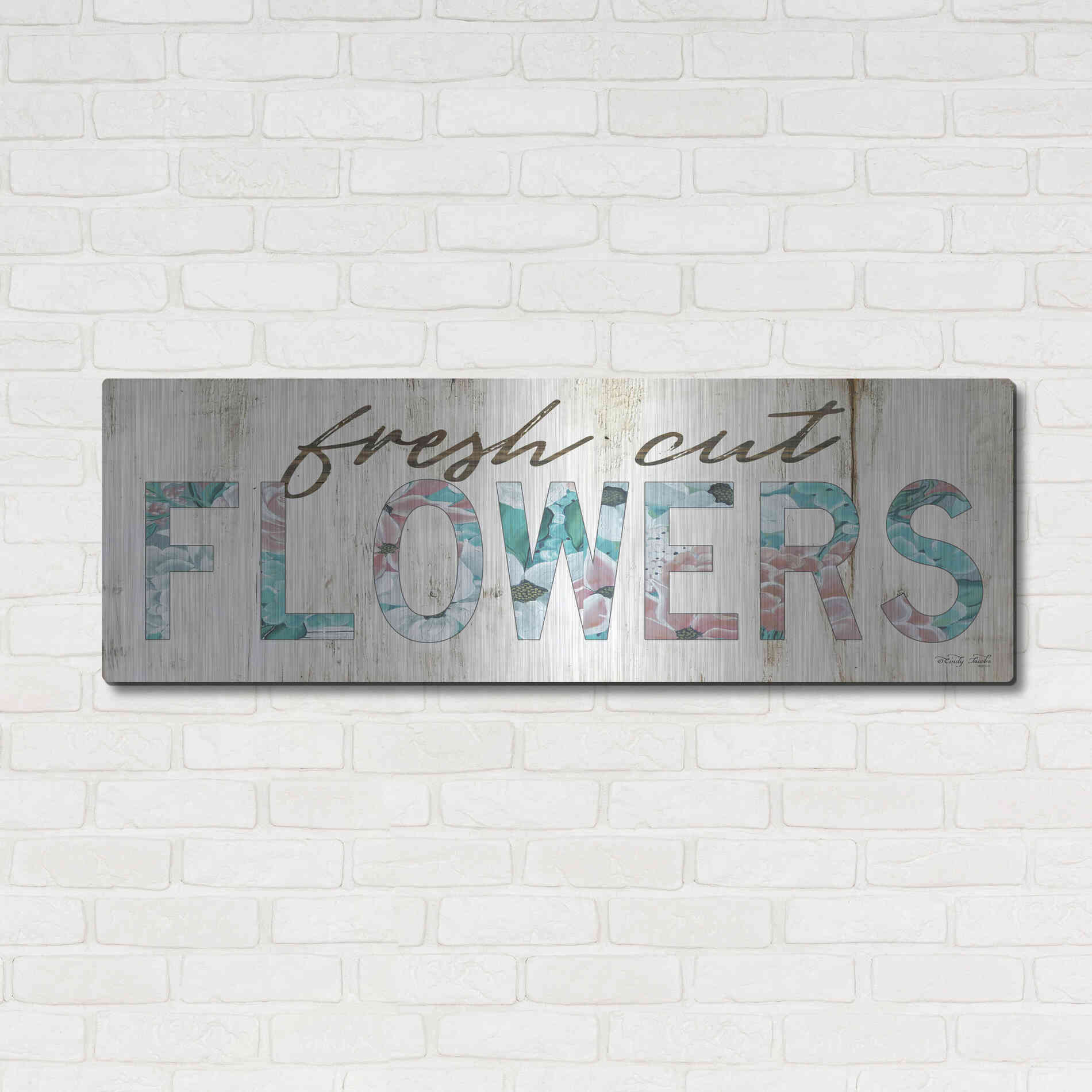 Luxe Metal Art 'Fresh Cut Flowers' by Cindy Jacobs, Metal Wall Art,48x16