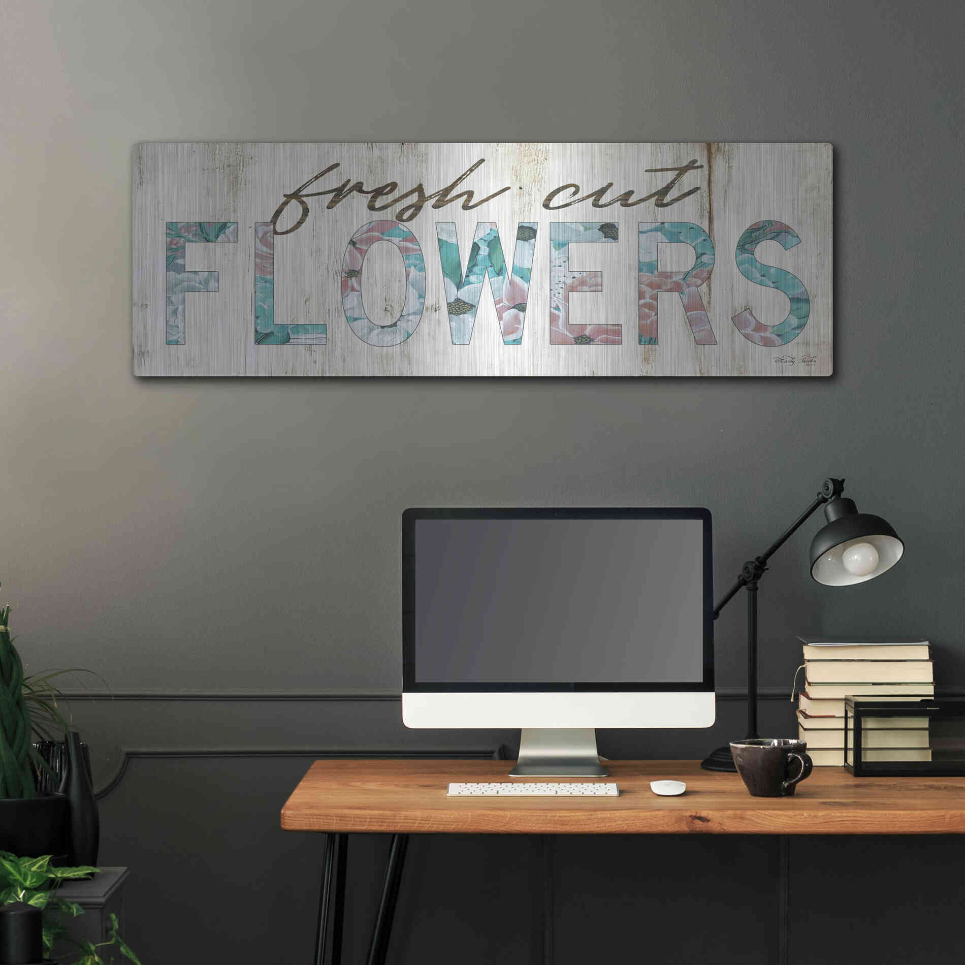 Luxe Metal Art 'Fresh Cut Flowers' by Cindy Jacobs, Metal Wall Art,48x16