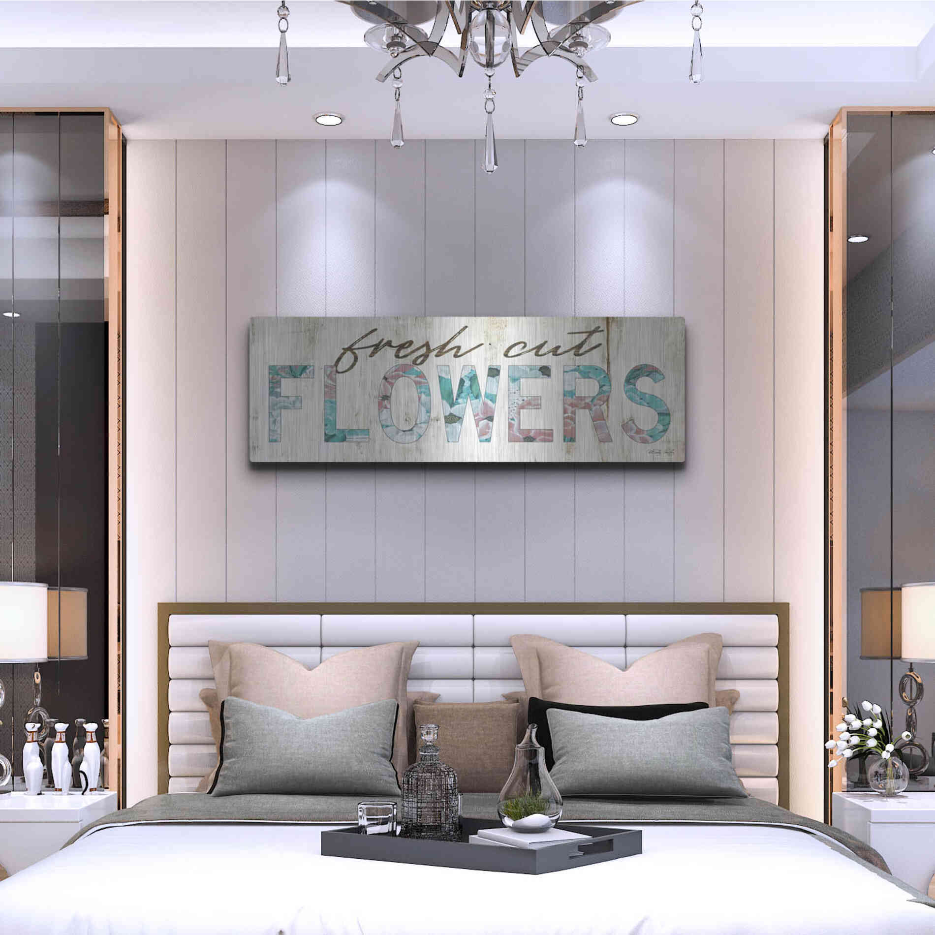 Luxe Metal Art 'Fresh Cut Flowers' by Cindy Jacobs, Metal Wall Art,48x16