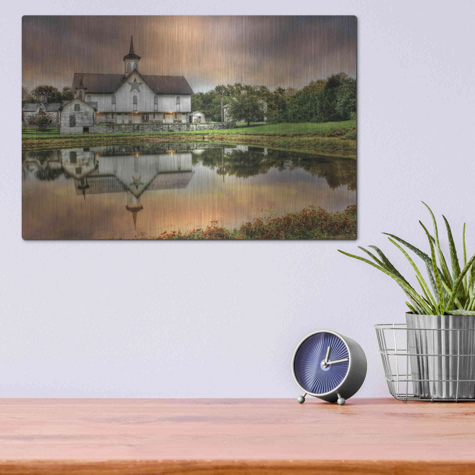 Luxe Metal Art 'Star Barn' by Lori Deiter, Metal Wall Art,16x12