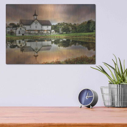 Luxe Metal Art 'Star Barn' by Lori Deiter, Metal Wall Art,16x12