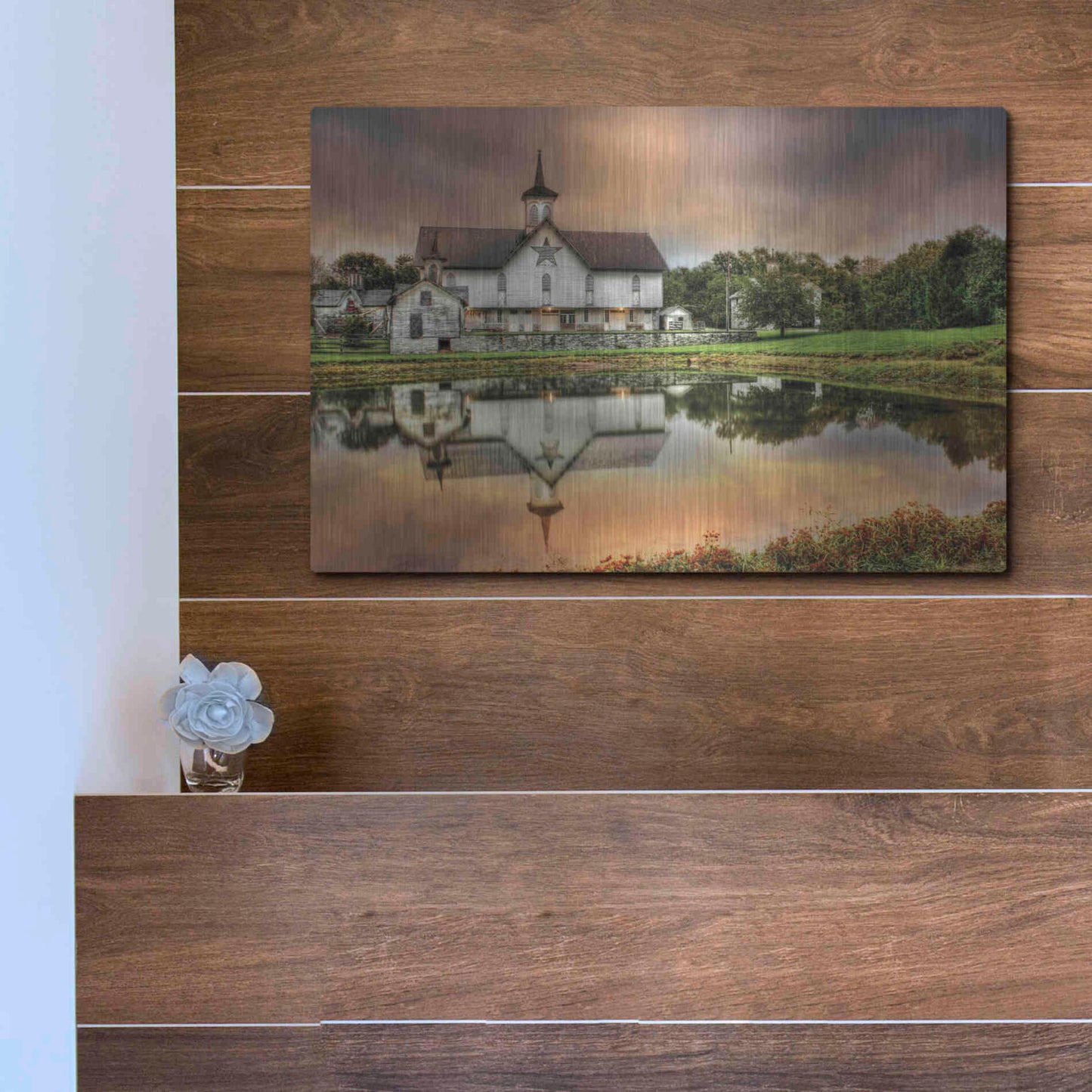 Luxe Metal Art 'Star Barn' by Lori Deiter, Metal Wall Art,16x12