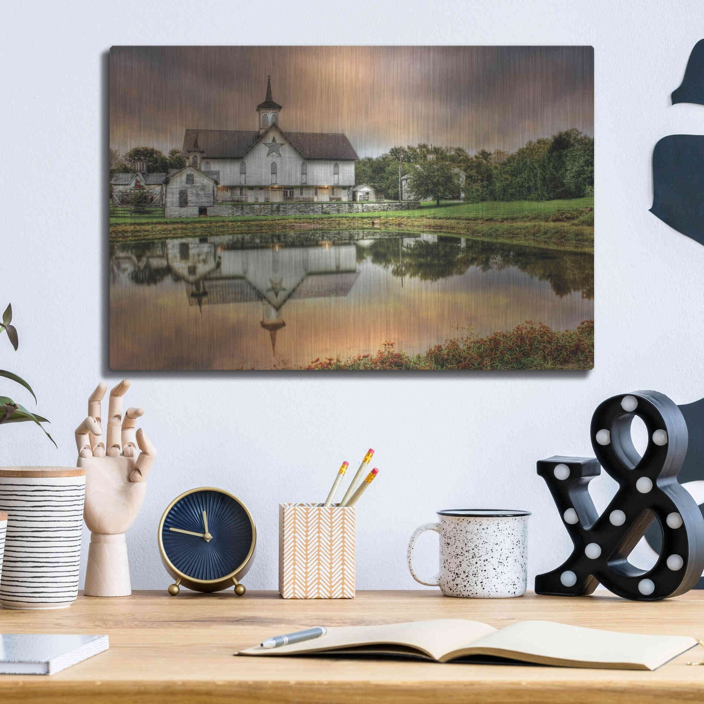 Luxe Metal Art 'Star Barn' by Lori Deiter, Metal Wall Art,16x12