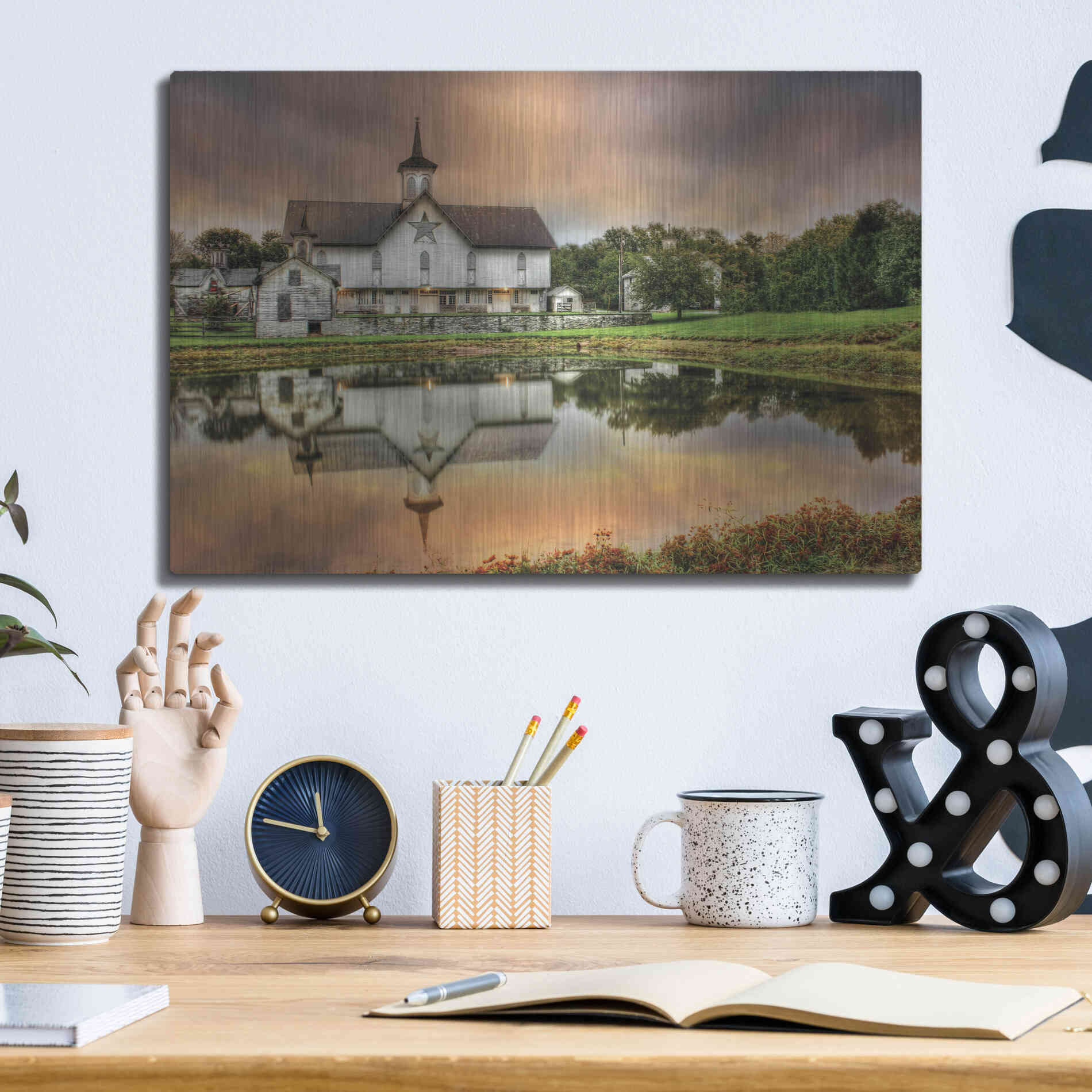 Luxe Metal Art 'Star Barn' by Lori Deiter, Metal Wall Art,16x12
