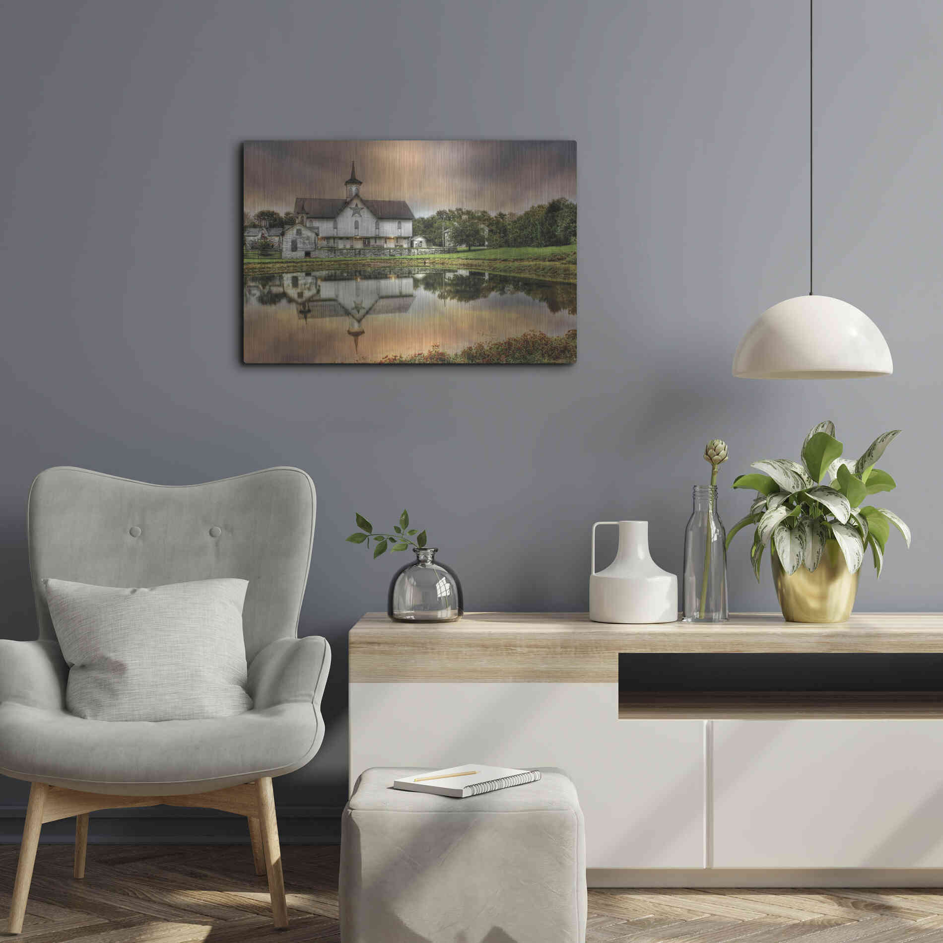 Luxe Metal Art 'Star Barn' by Lori Deiter, Metal Wall Art,24x16