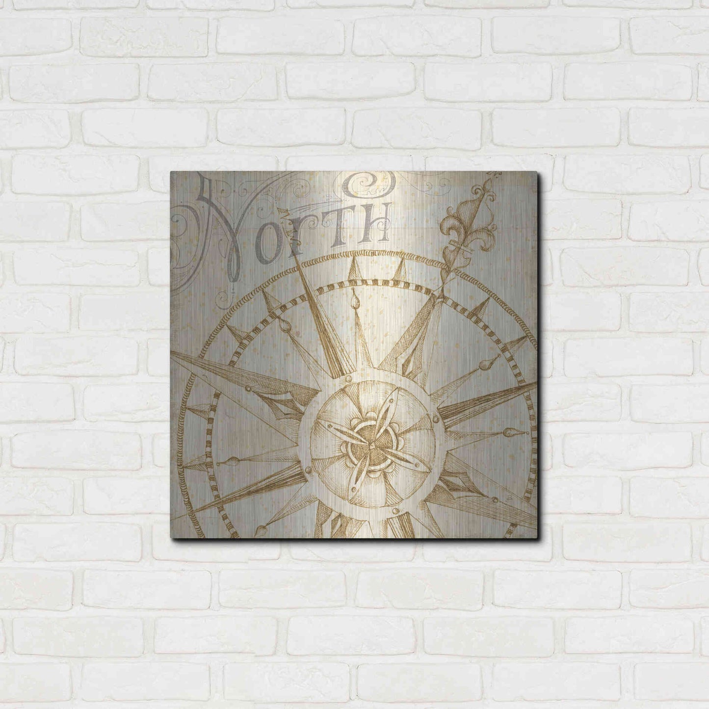 Luxe Metal Art 'Coast to Coast Sepia I' by Daphne Brissonet, Metal Wall Art,24x24