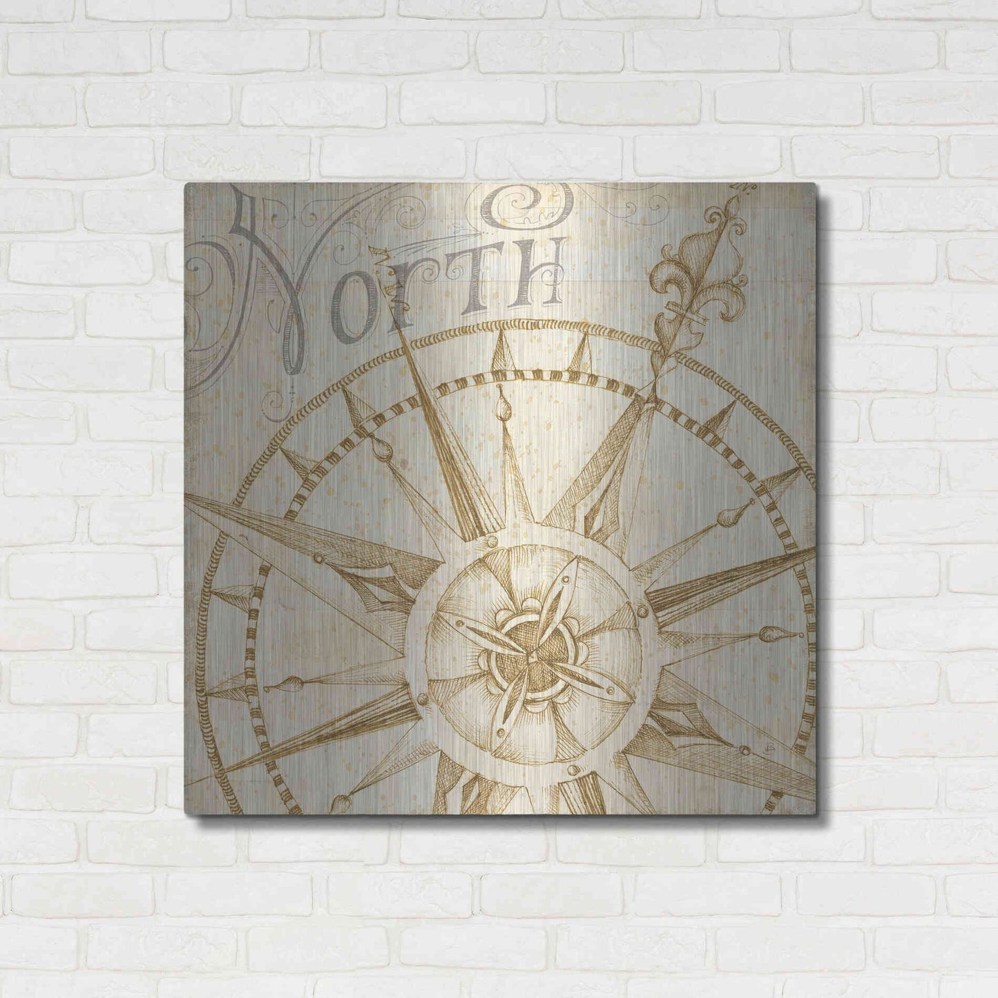 Luxe Metal Art 'Coast to Coast Sepia I' by Daphne Brissonet, Metal Wall Art,36x36