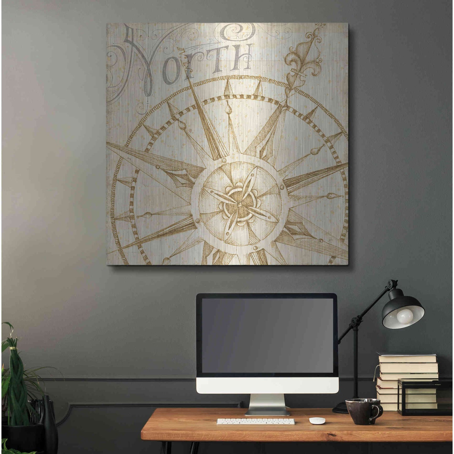 Luxe Metal Art 'Coast to Coast Sepia I' by Daphne Brissonet, Metal Wall Art,36x36