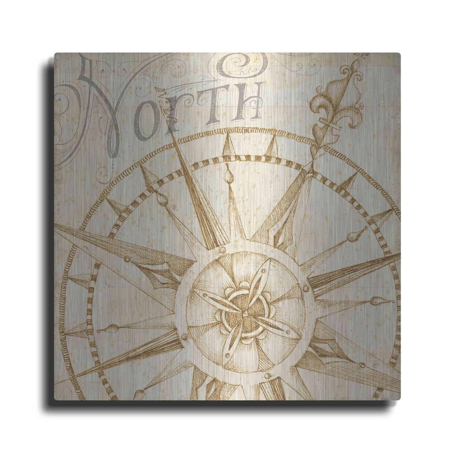 Luxe Metal Art 'Coast to Coast Sepia I' by Daphne Brissonet, Metal Wall Art