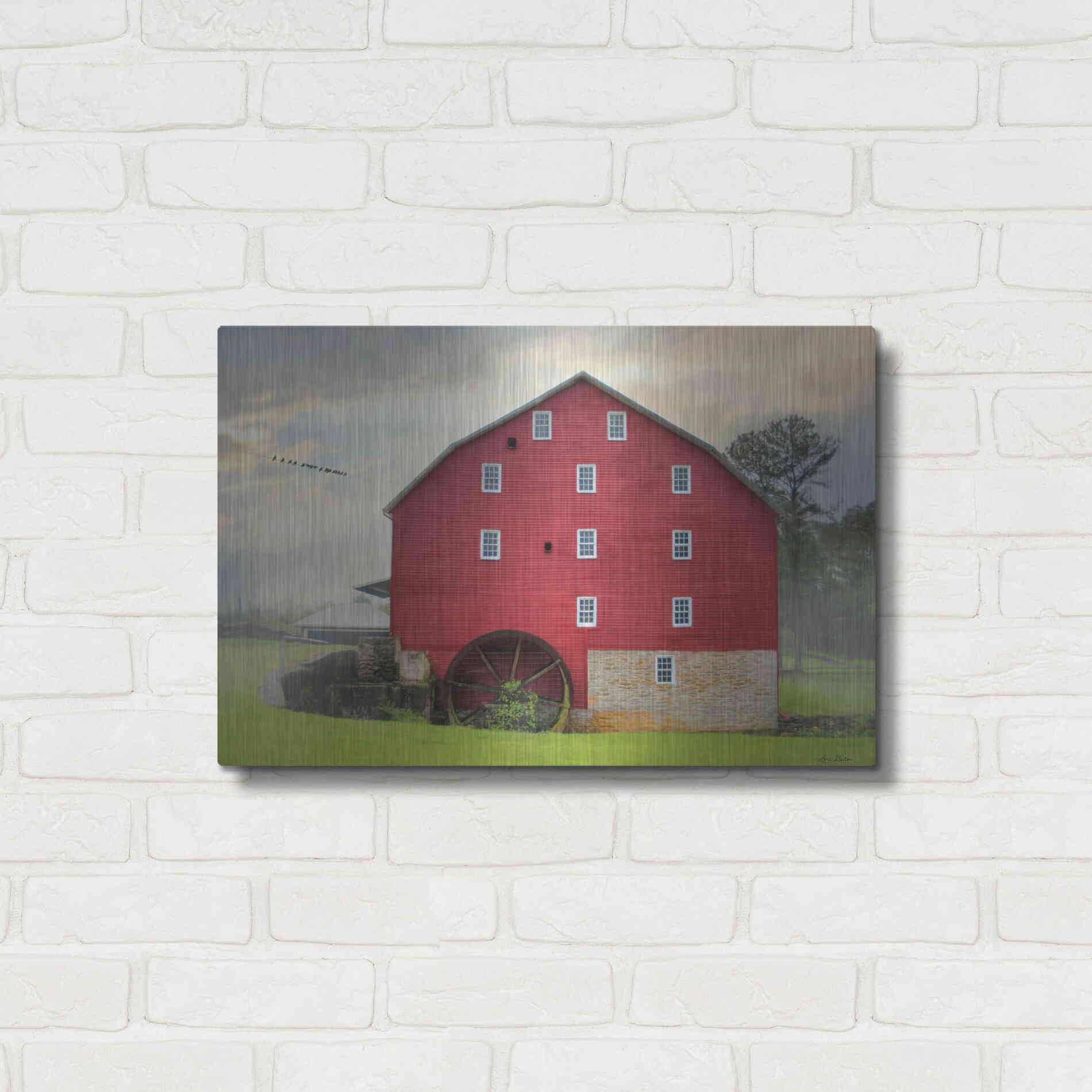 Luxe Metal Art 'Willow Grove Mill' by Lori Deiter, Metal Wall Art,24x16