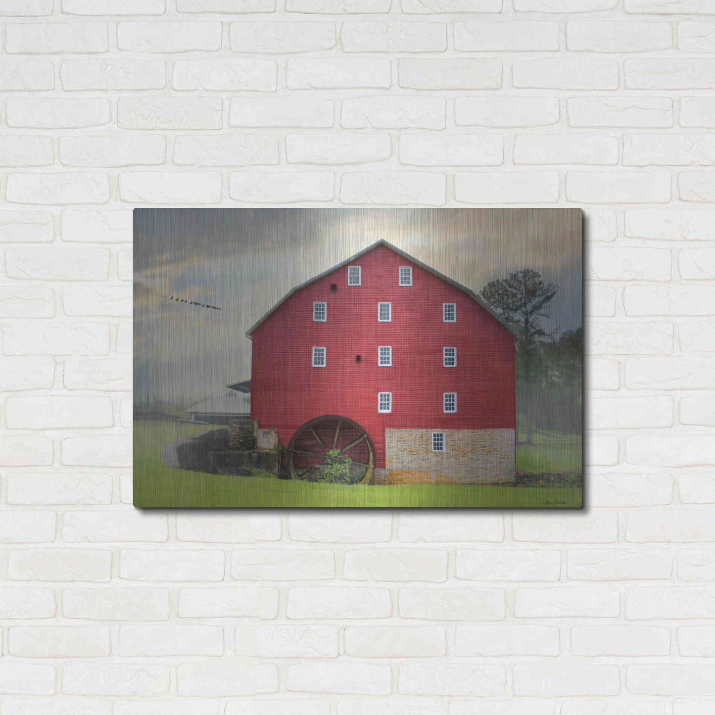 Luxe Metal Art 'Willow Grove Mill' by Lori Deiter, Metal Wall Art,36x24