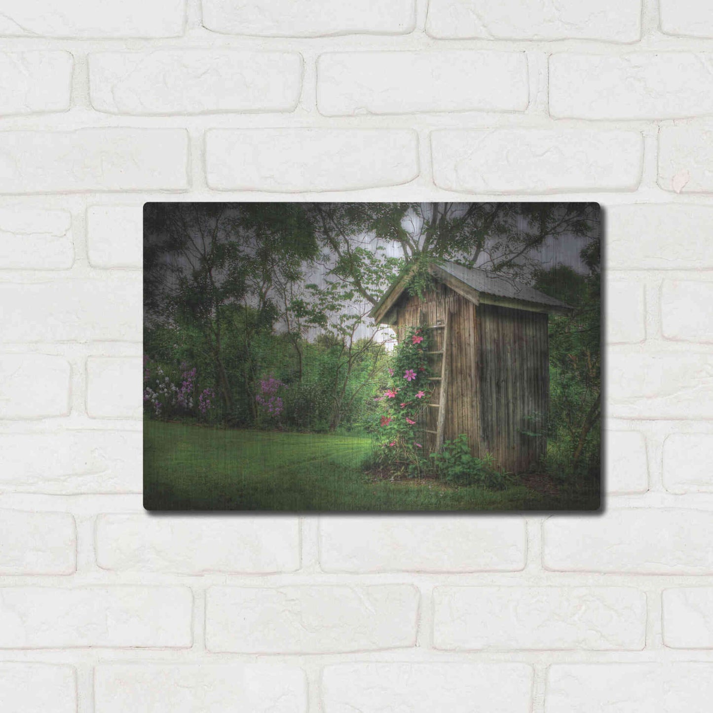 Luxe Metal Art 'Fragrant Outhouse' by Lori Deiter, Metal Wall Art,16x12