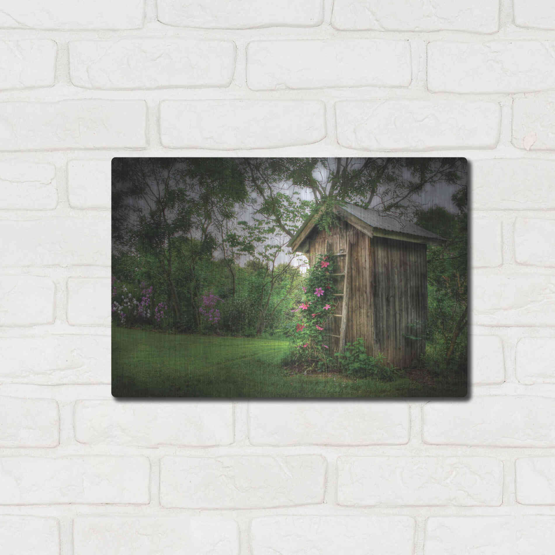 Luxe Metal Art 'Fragrant Outhouse' by Lori Deiter, Metal Wall Art,16x12
