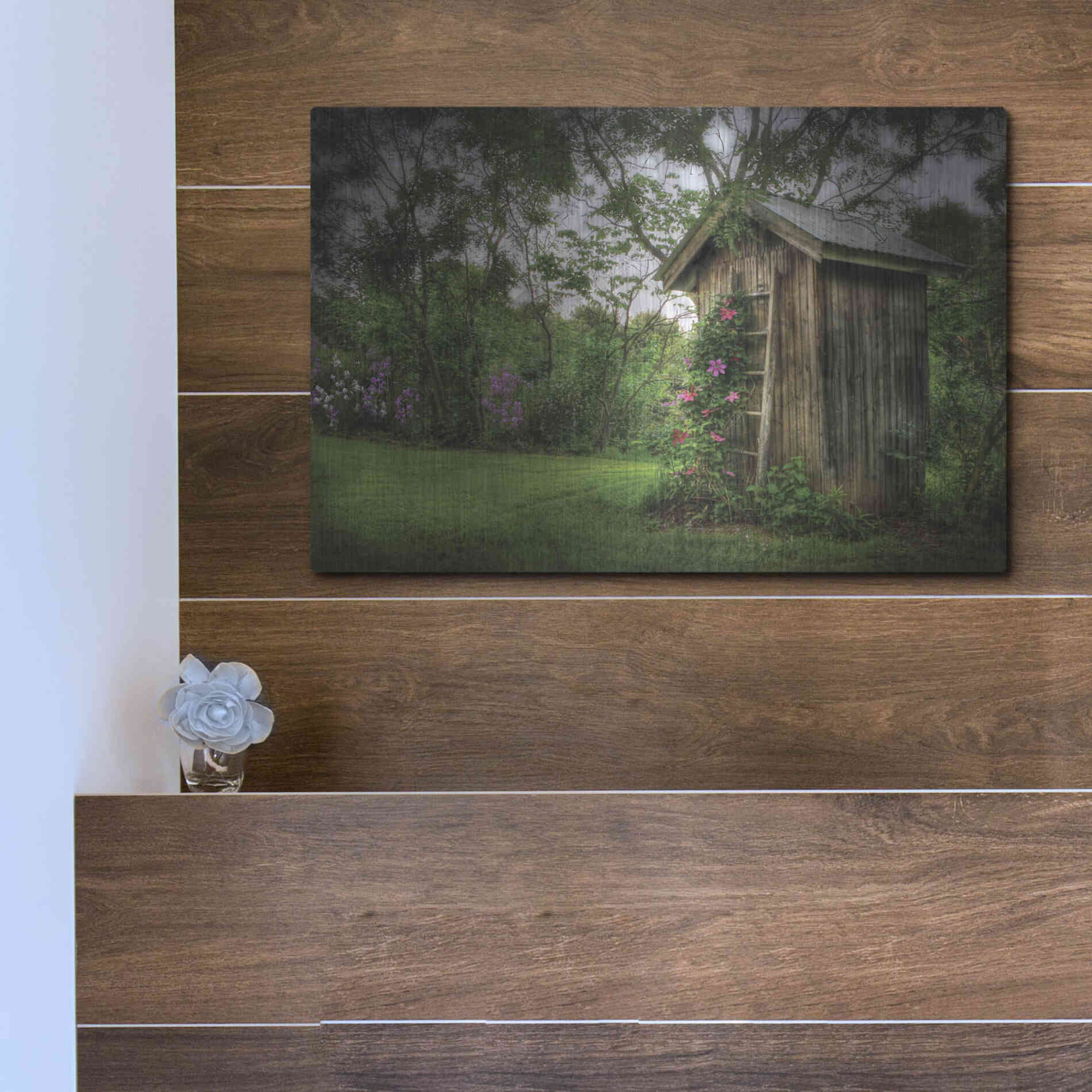 Luxe Metal Art 'Fragrant Outhouse' by Lori Deiter, Metal Wall Art,16x12