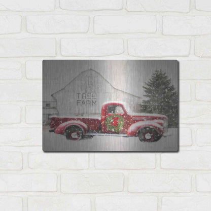 Luxe Metal Art 'Tree Farm With Truck' by Lori Deiter, Metal Wall Art,16x12