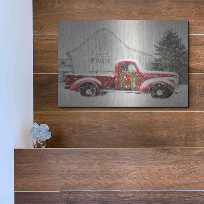 Luxe Metal Art 'Tree Farm With Truck' by Lori Deiter, Metal Wall Art,16x12