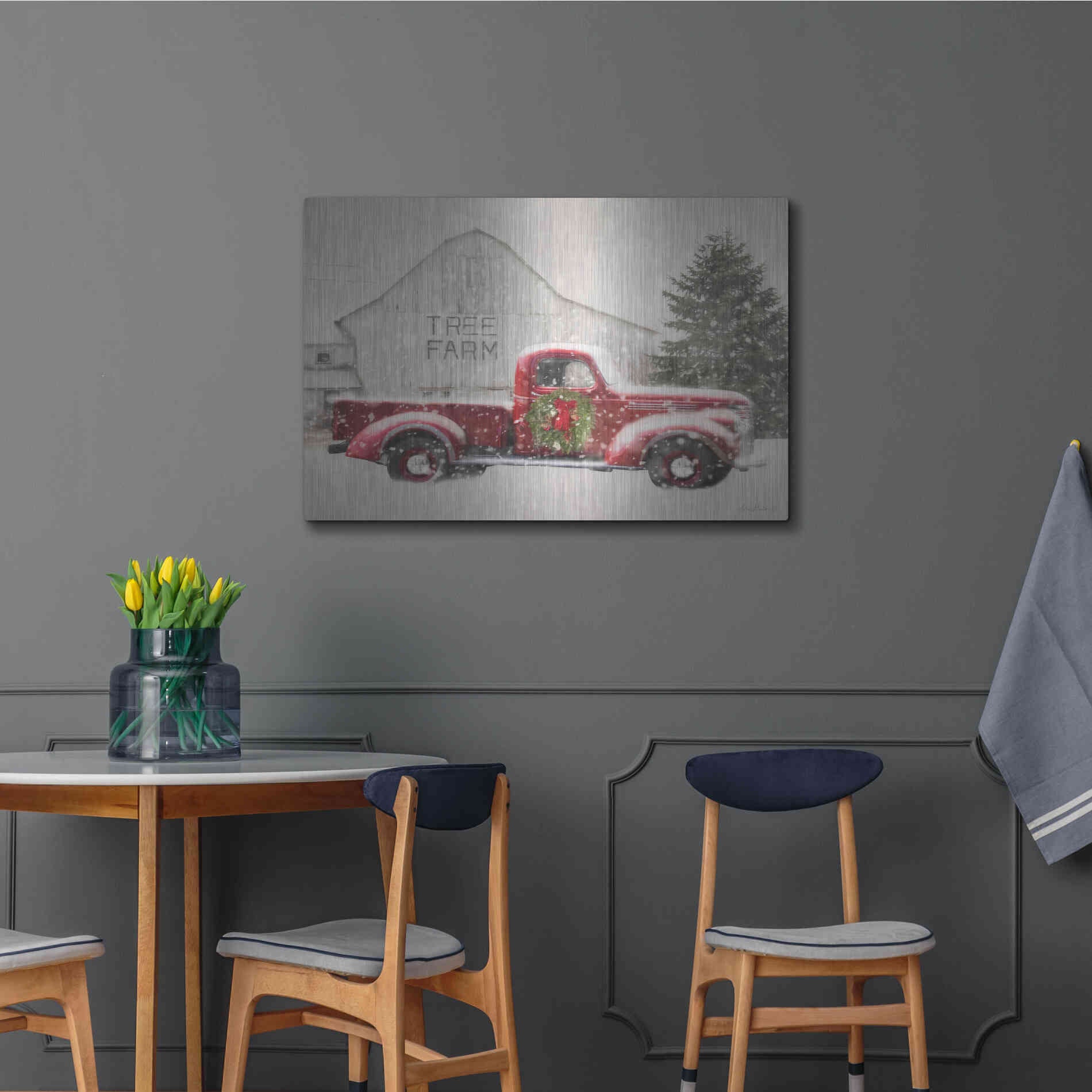 Luxe Metal Art 'Tree Farm With Truck' by Lori Deiter, Metal Wall Art,36x24