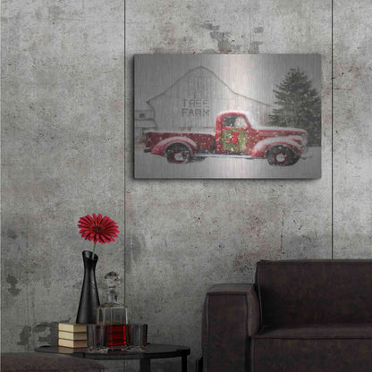 Luxe Metal Art 'Tree Farm With Truck' by Lori Deiter, Metal Wall Art,36x24