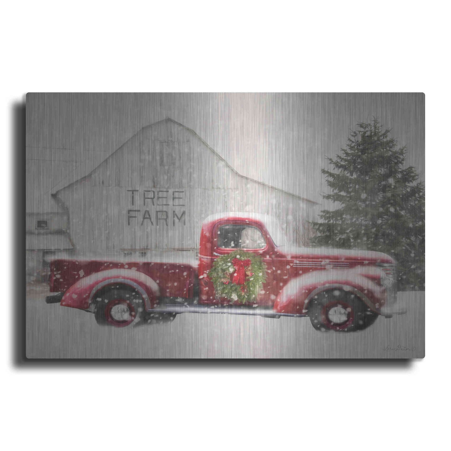 Luxe Metal Art 'Tree Farm With Truck' by Lori Deiter, Metal Wall Art