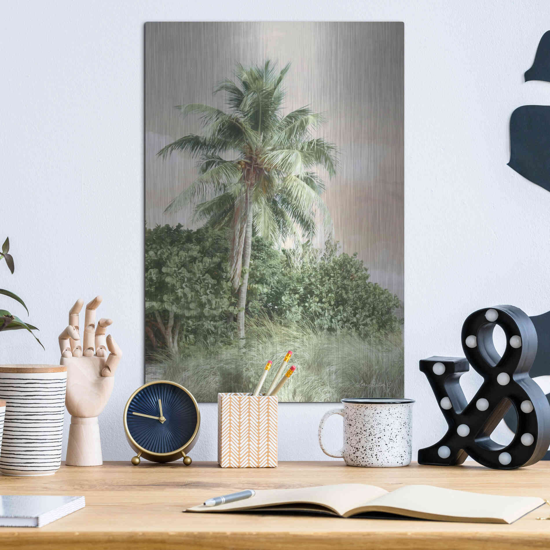 Luxe Metal Art 'Sanibel Island Palm' by Lori Deiter, Metal Wall Art,12x16