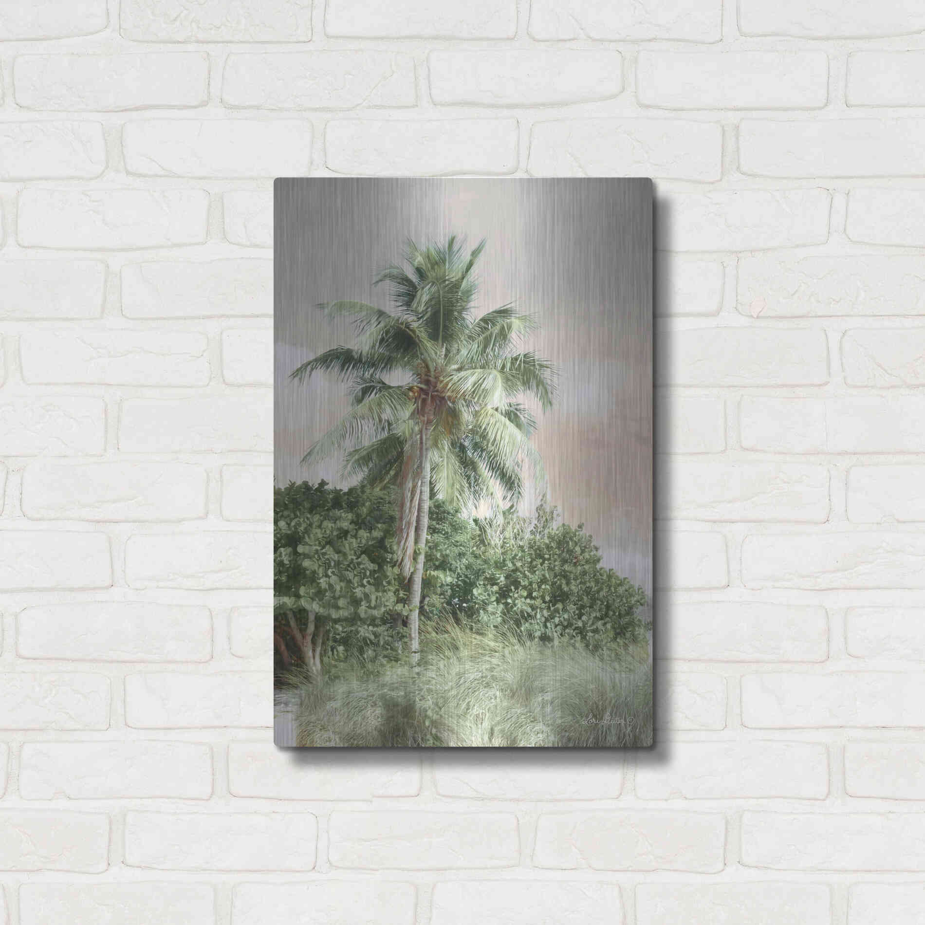 Luxe Metal Art 'Sanibel Island Palm' by Lori Deiter, Metal Wall Art,16x24