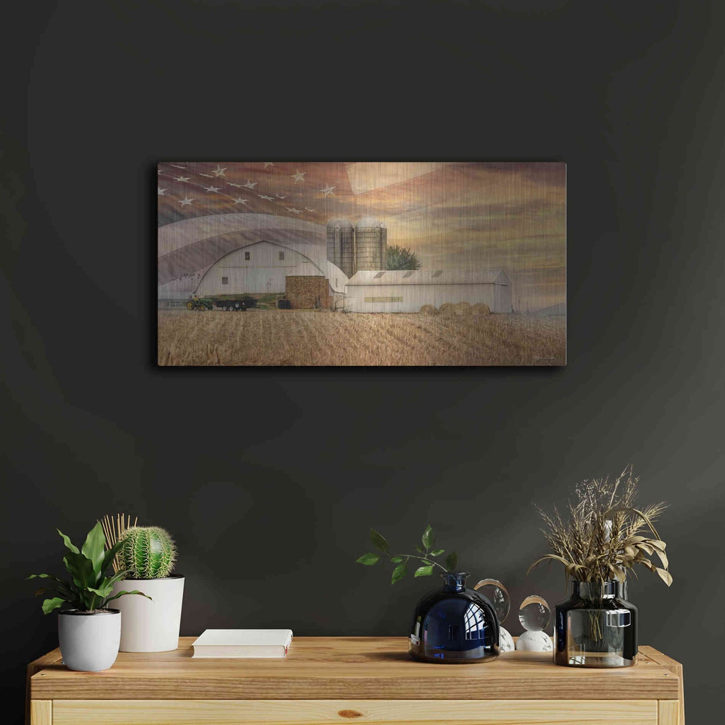 Luxe Metal Art 'American Farmland' by Lori Deiter, Metal Wall Art,24x12