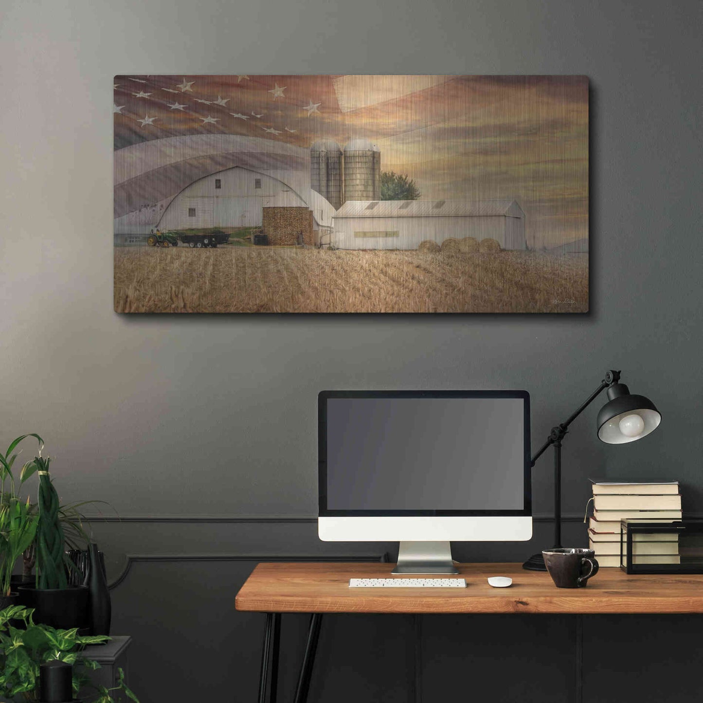 Luxe Metal Art 'American Farmland' by Lori Deiter, Metal Wall Art,48x24