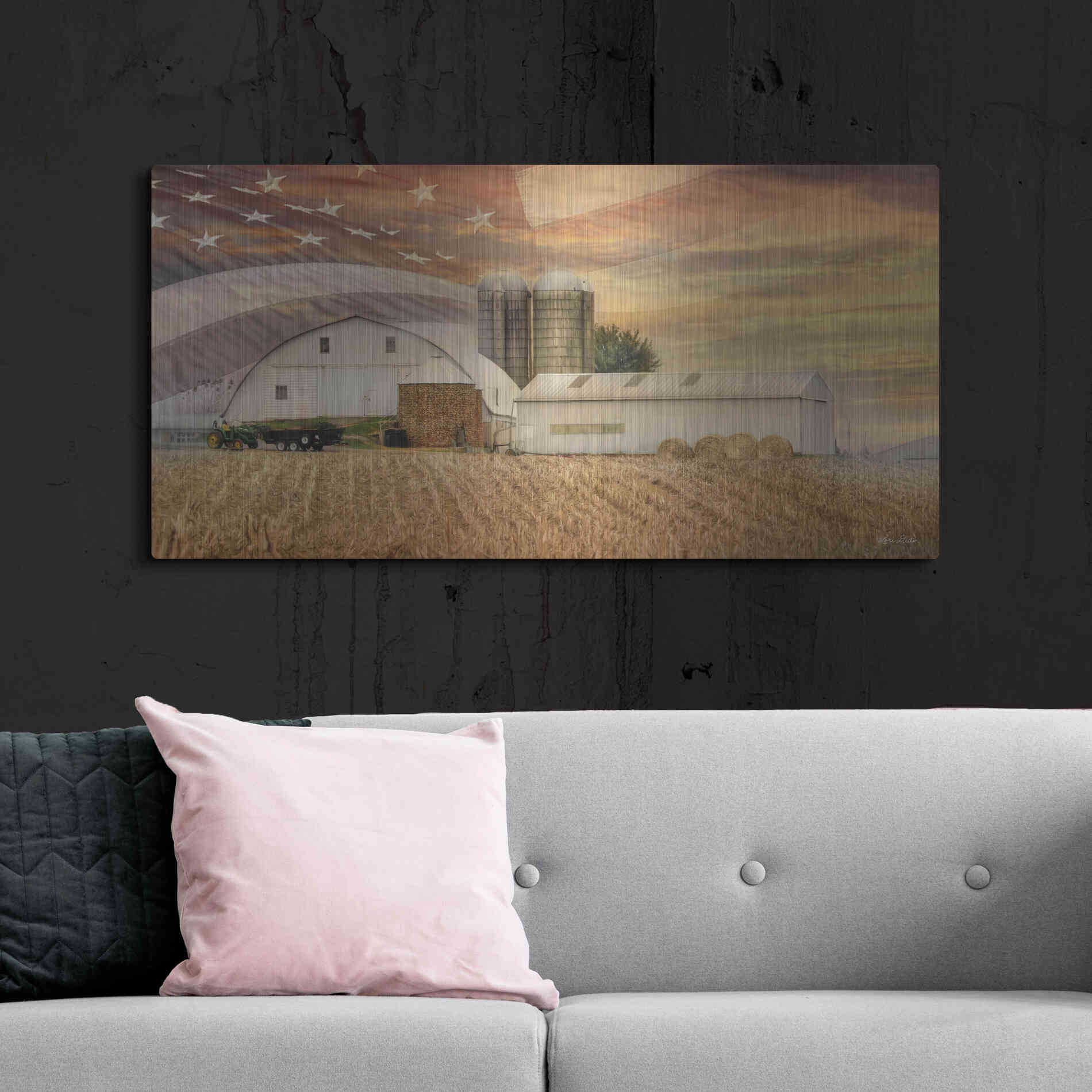 Luxe Metal Art 'American Farmland' by Lori Deiter, Metal Wall Art,48x24