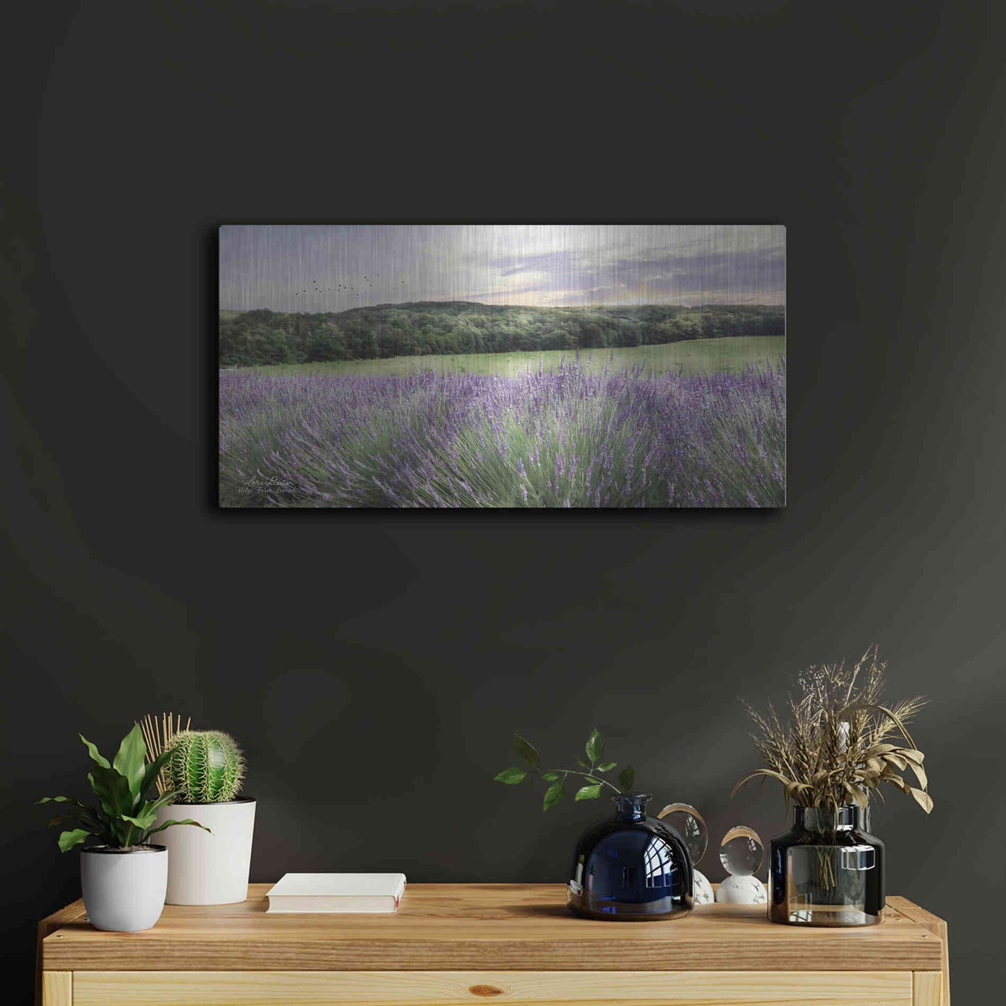 Luxe Metal Art 'Lavender Fields' by Lori Deiter, Metal Wall Art,24x12