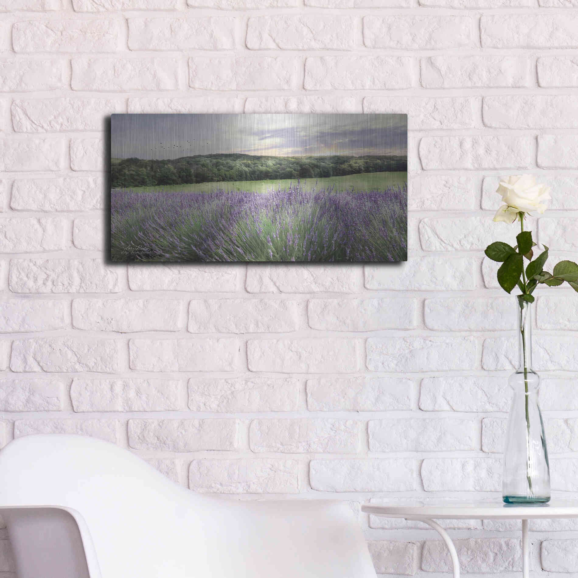 Luxe Metal Art 'Lavender Fields' by Lori Deiter, Metal Wall Art,24x12