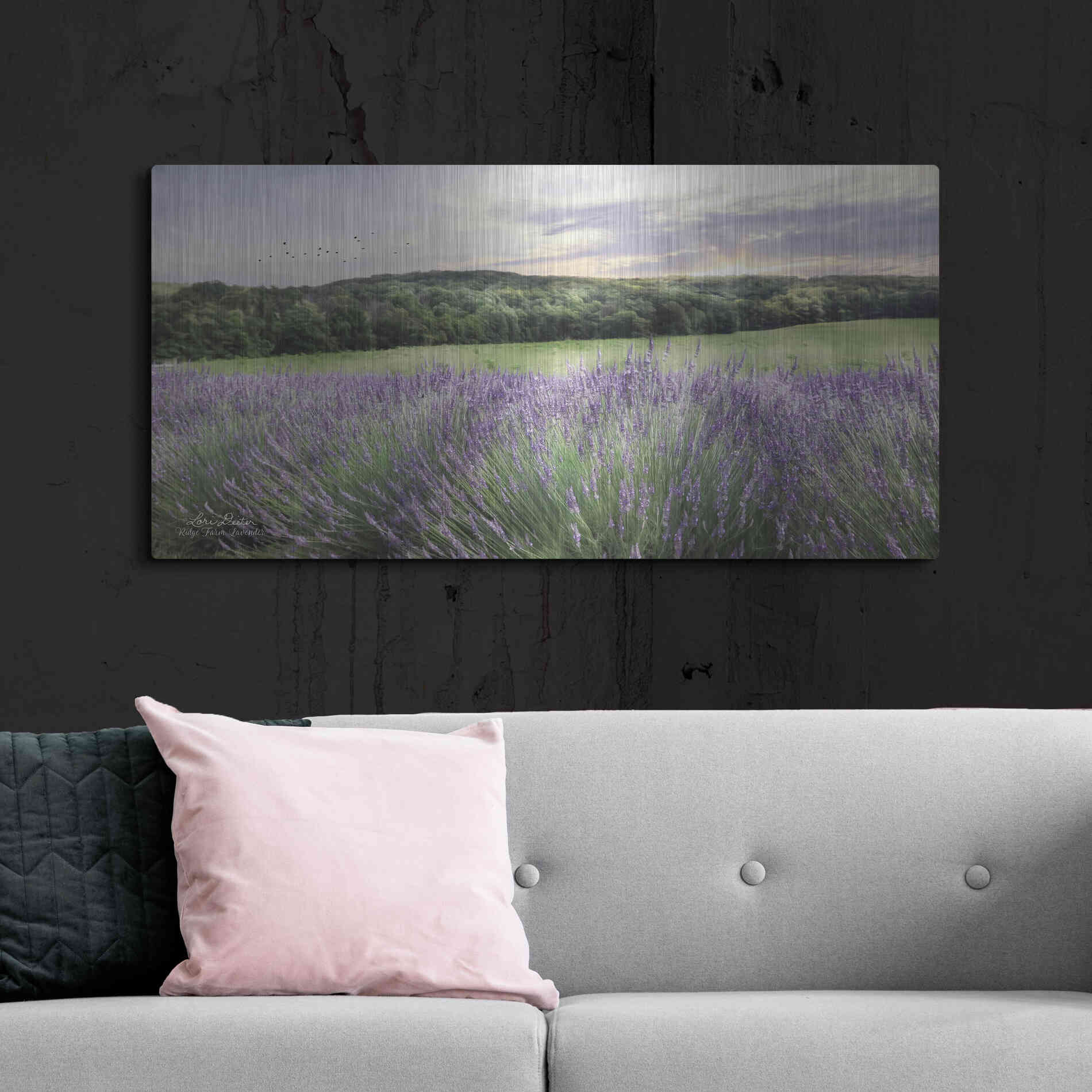 Luxe Metal Art 'Lavender Fields' by Lori Deiter, Metal Wall Art,48x24