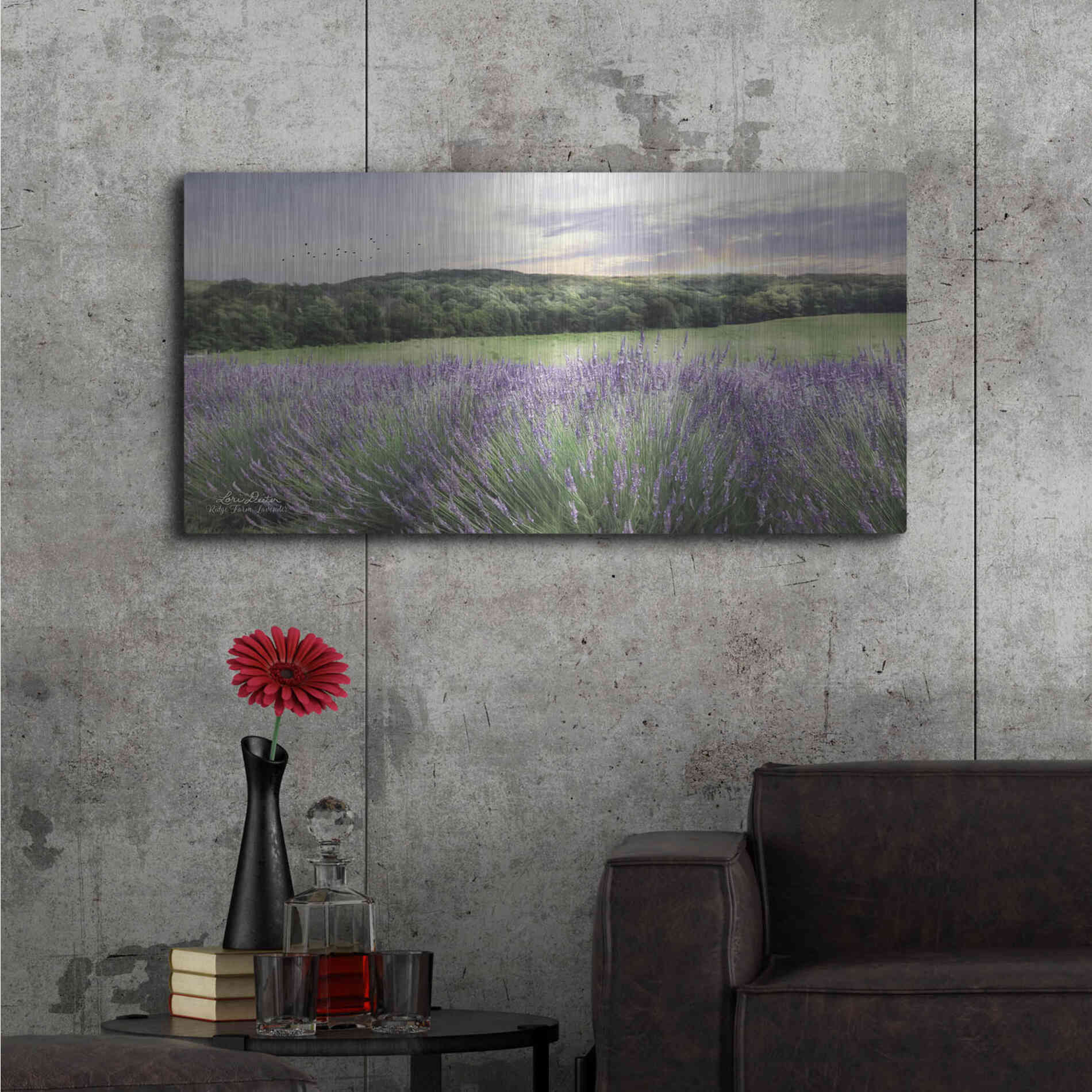 Luxe Metal Art 'Lavender Fields' by Lori Deiter, Metal Wall Art,48x24