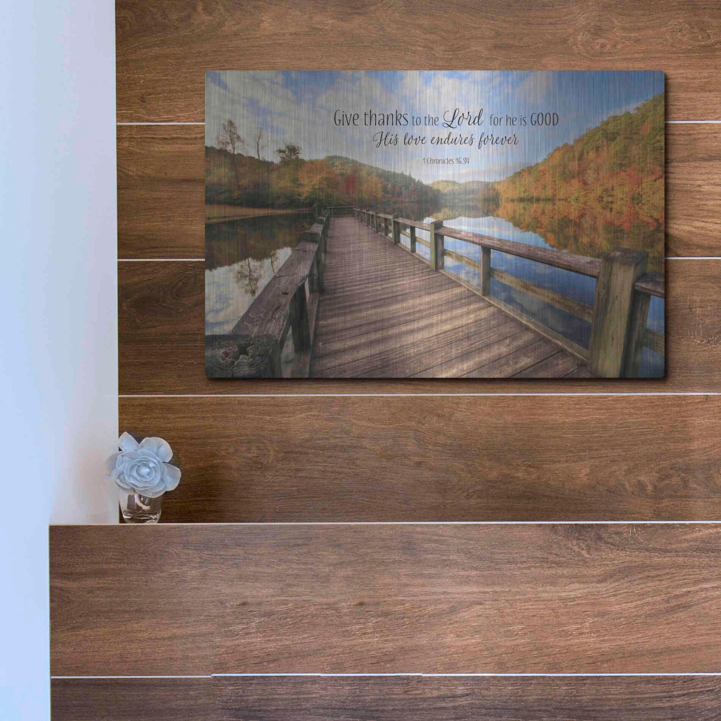 Luxe Metal Art 'Give Thanks to the Lord' by Lori Deiter, Metal Wall Art,16x12