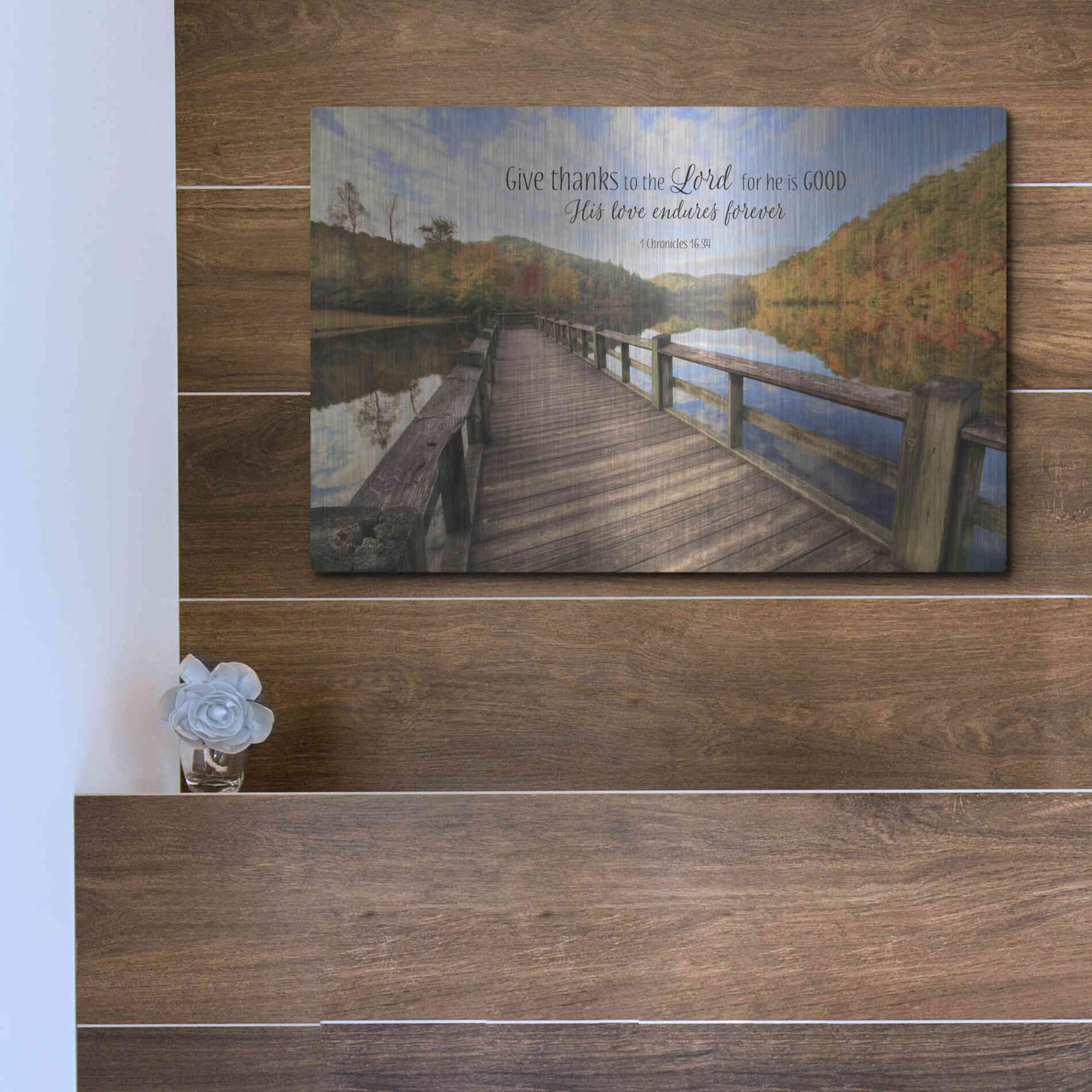 Luxe Metal Art 'Give Thanks to the Lord' by Lori Deiter, Metal Wall Art,16x12