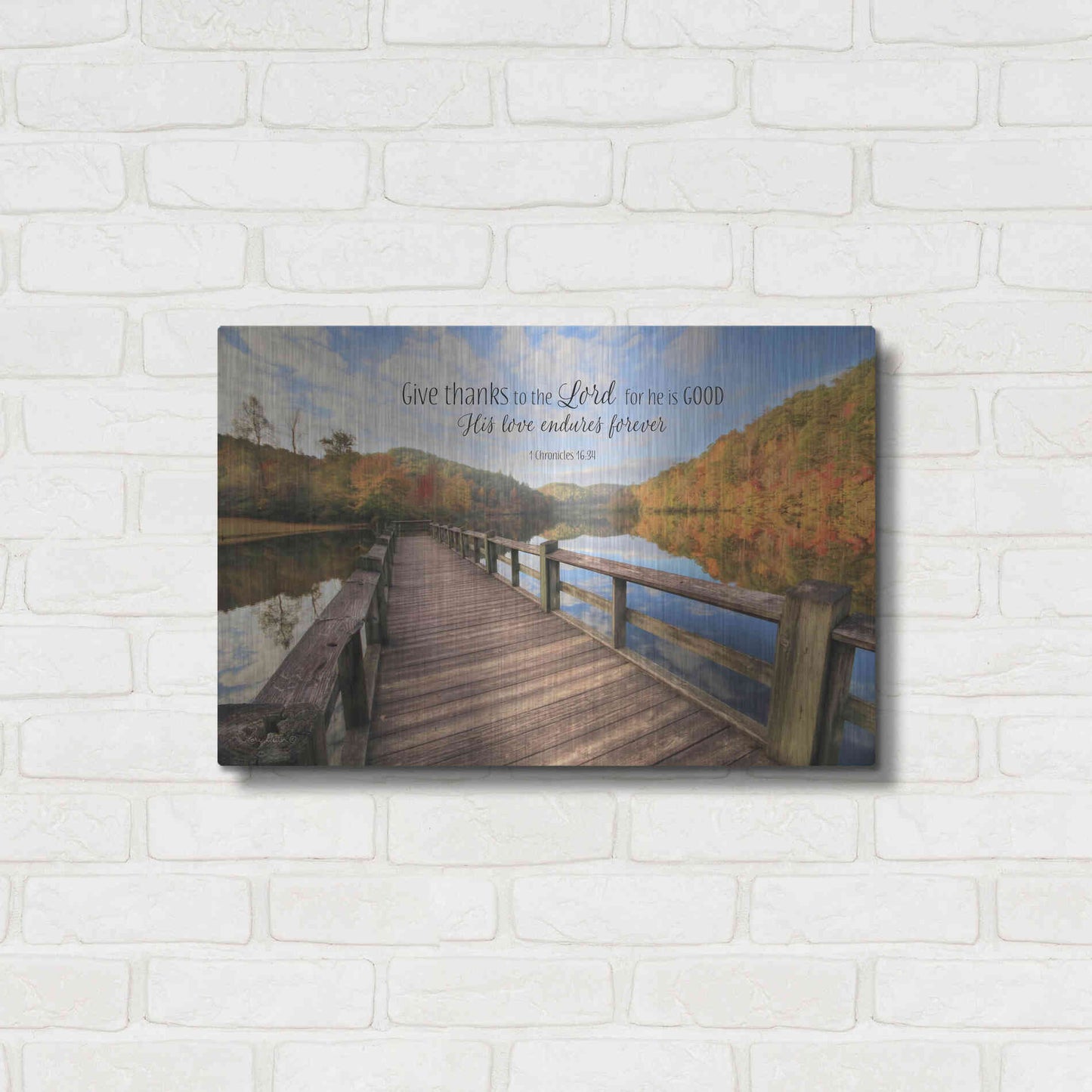 Luxe Metal Art 'Give Thanks to the Lord' by Lori Deiter, Metal Wall Art,24x16