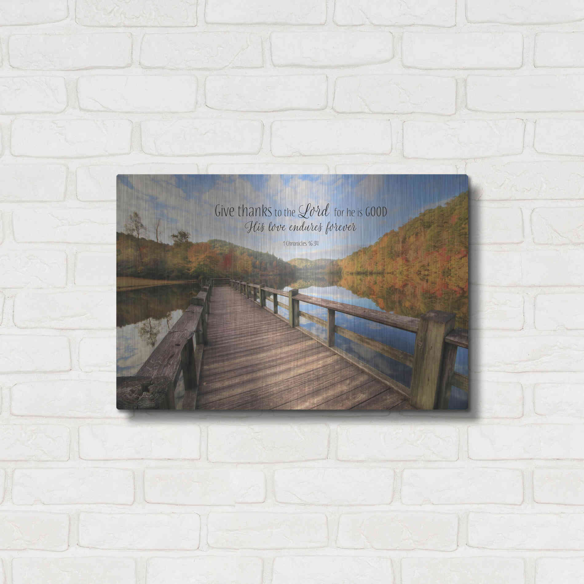 Luxe Metal Art 'Give Thanks to the Lord' by Lori Deiter, Metal Wall Art,24x16