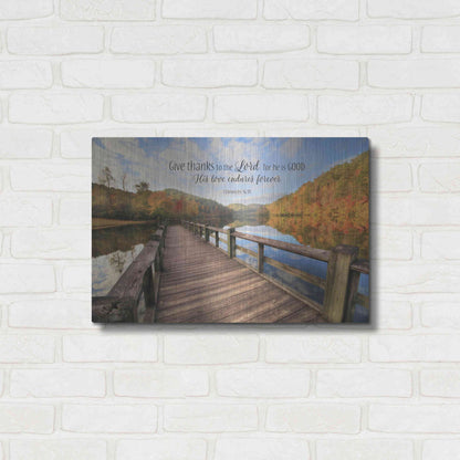 Luxe Metal Art 'Give Thanks to the Lord' by Lori Deiter, Metal Wall Art,24x16