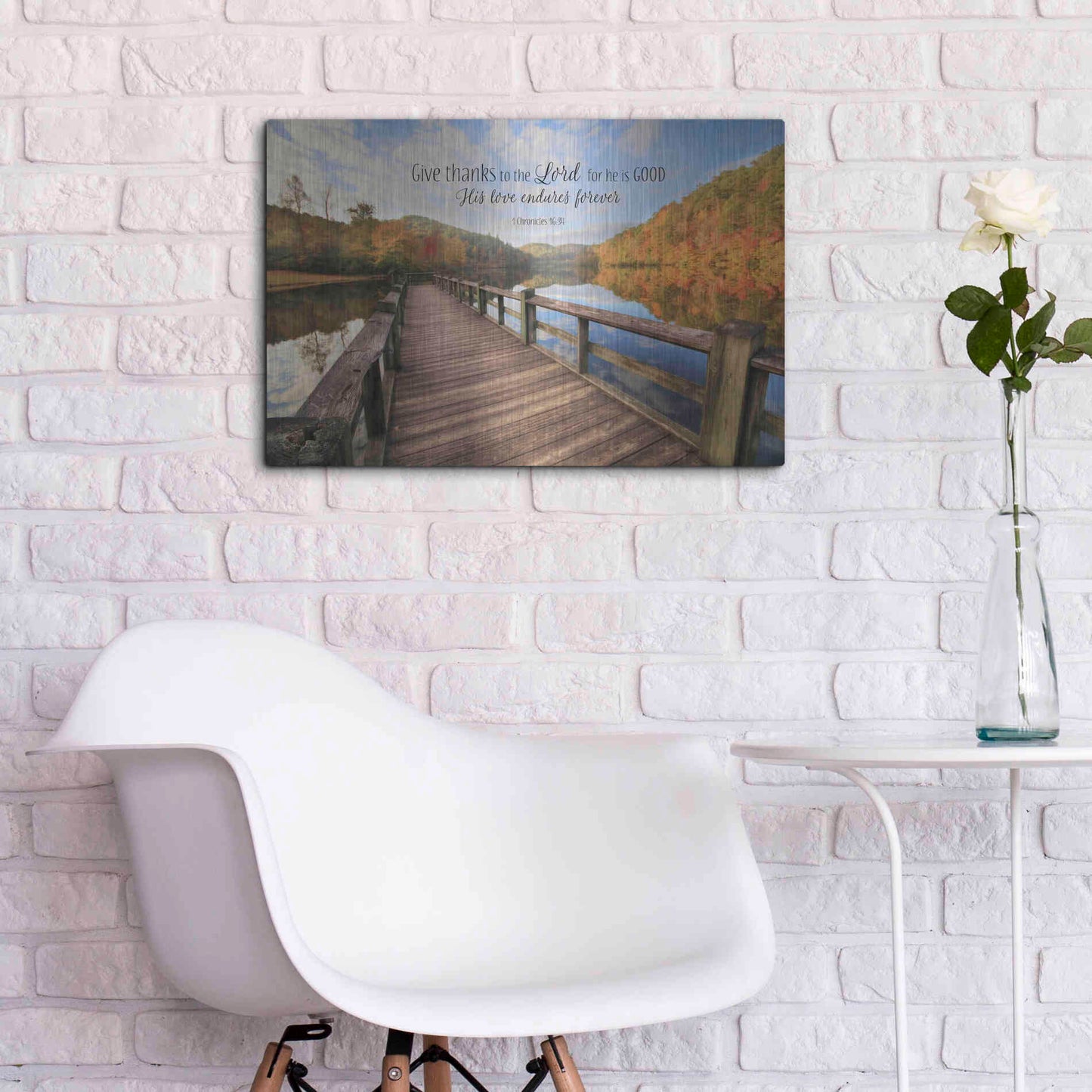 Luxe Metal Art 'Give Thanks to the Lord' by Lori Deiter, Metal Wall Art,24x16