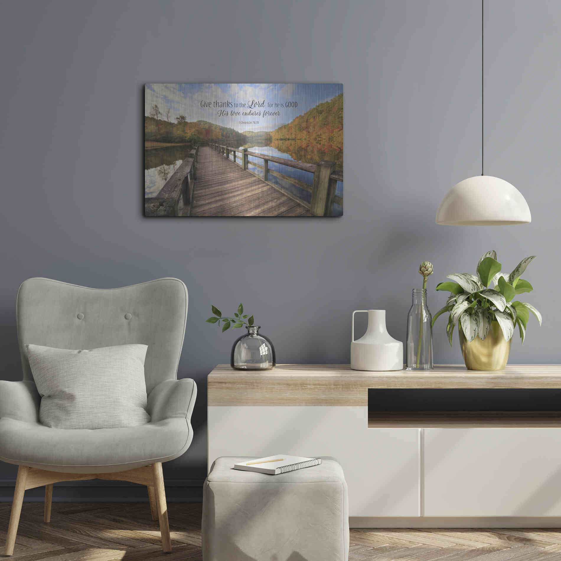 Luxe Metal Art 'Give Thanks to the Lord' by Lori Deiter, Metal Wall Art,24x16